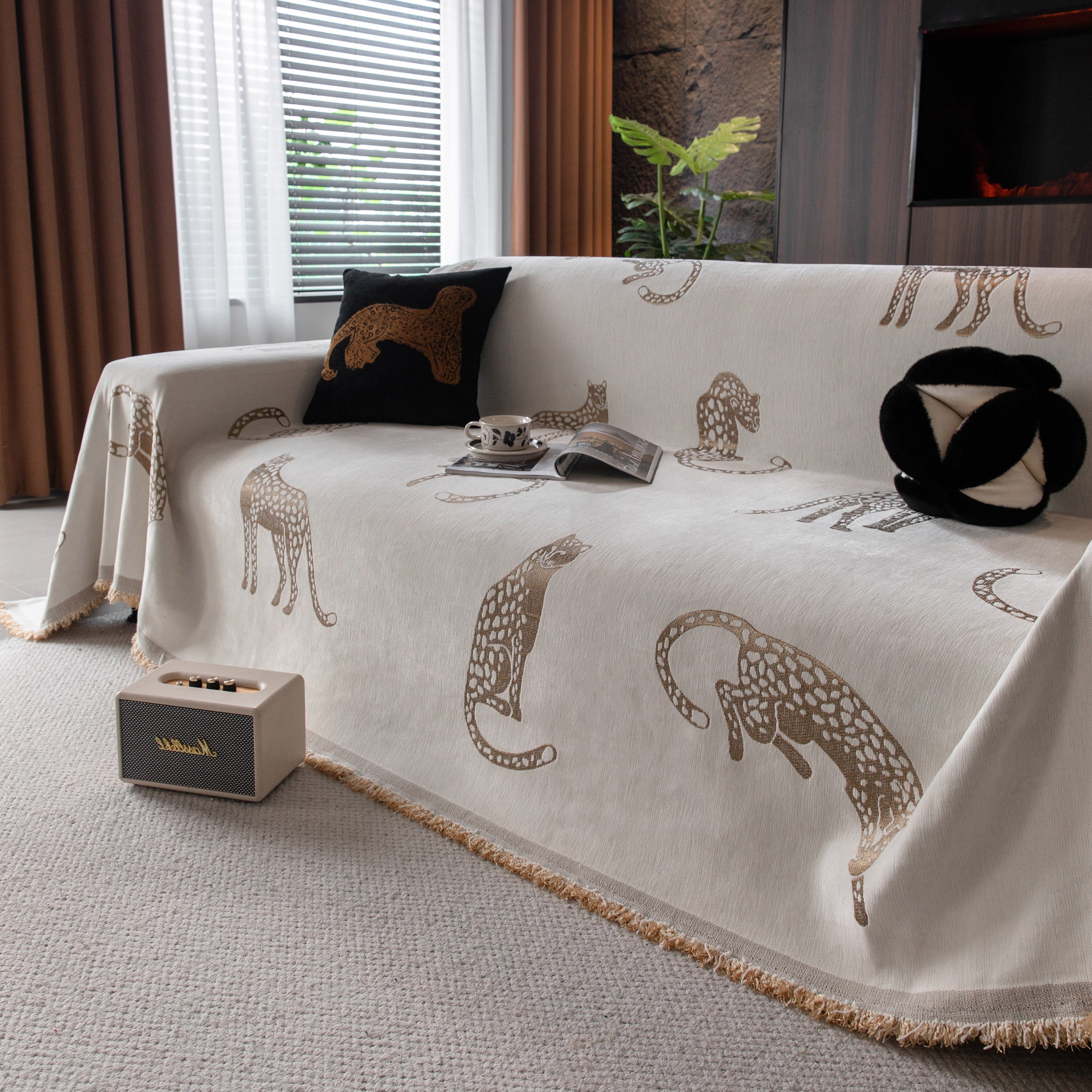 Leopard Sofa Cover Blanket Stylish Furniture Protector Throw for Couches & Loveseats