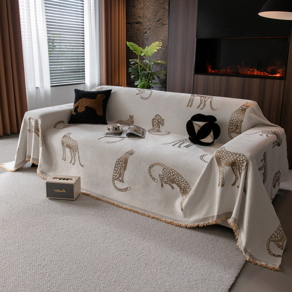 Leopard Sofa Cover Blanket Stylish Furniture Protector Throw for Couches & Loveseats