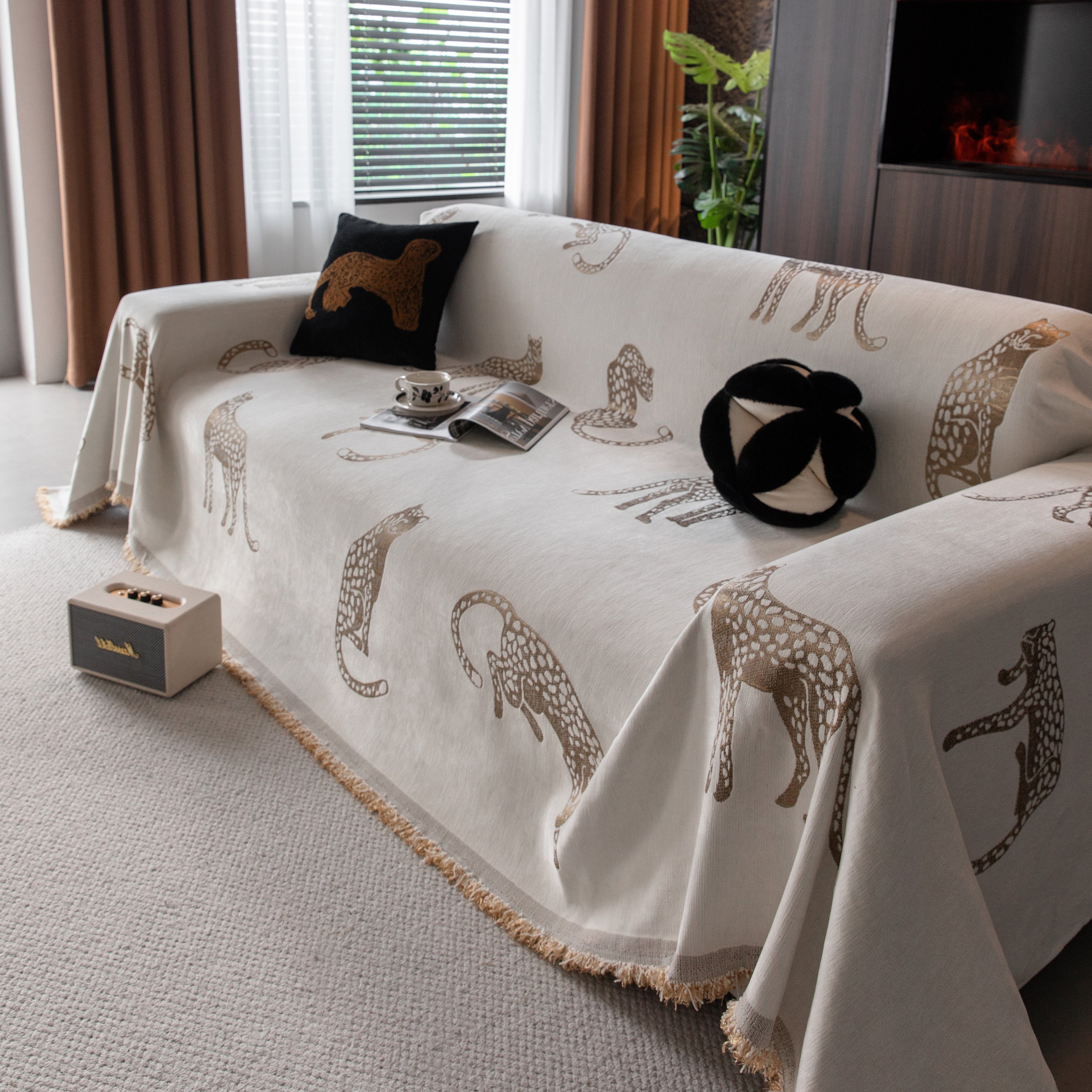 Leopard Sofa Cover Blanket Stylish Furniture Protector Throw for Couches & Loveseats