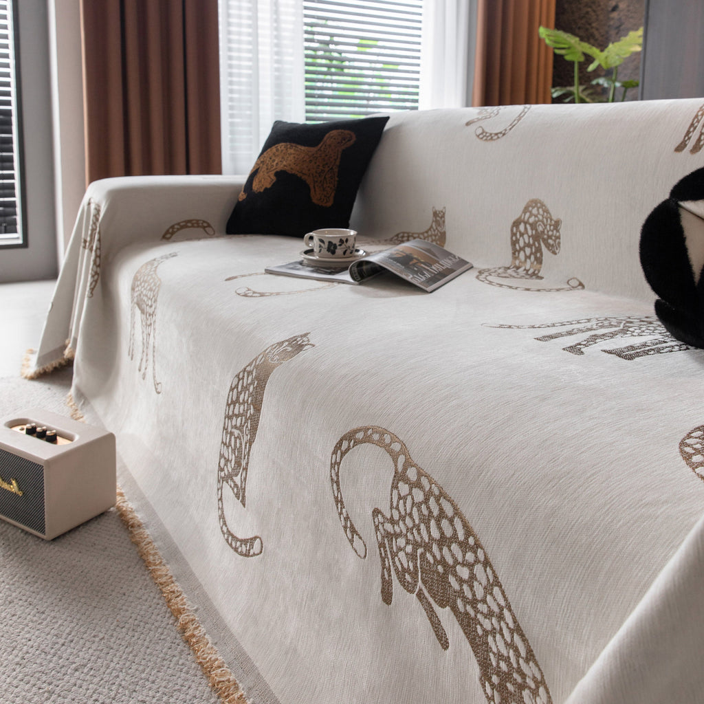 Leopard Sofa Cover Blanket Stylish Furniture Protector Throw for Couches & Loveseats