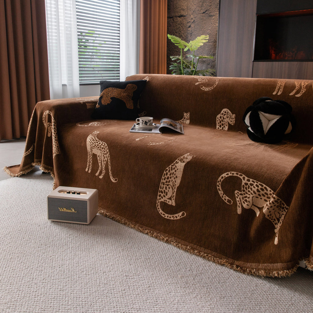 Leopard Sofa Cover Blanket Stylish Furniture Protector Throw for Couches & Loveseats