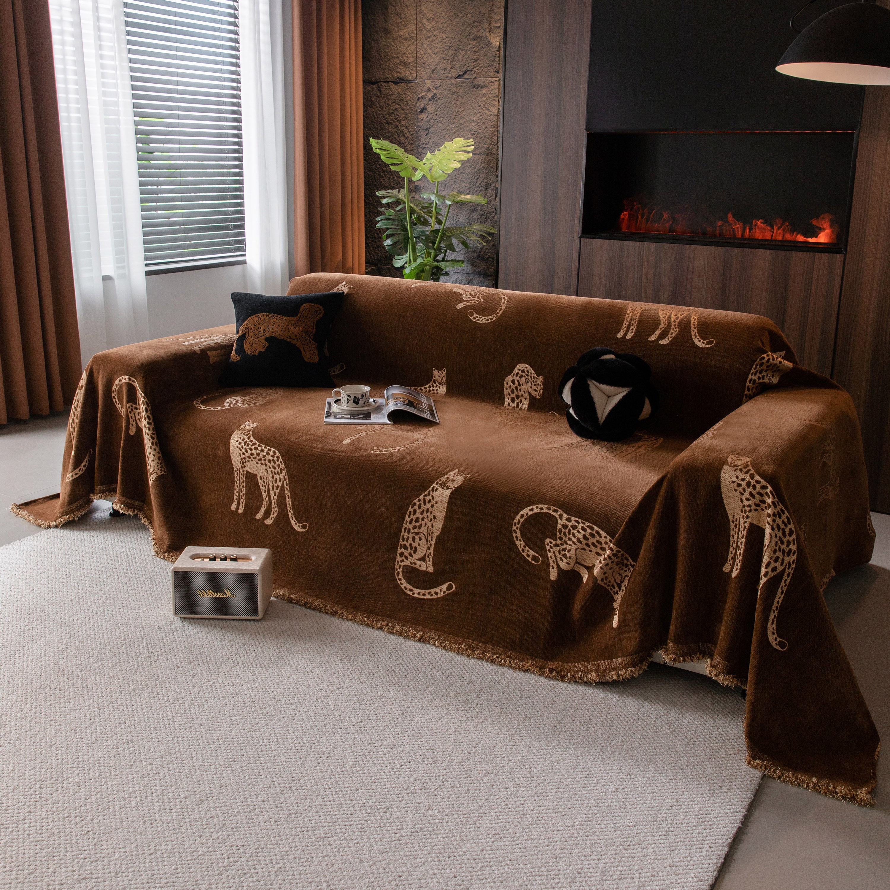 Leopard Sofa Cover Blanket Stylish Furniture Protector Throw for Couches & Loveseats