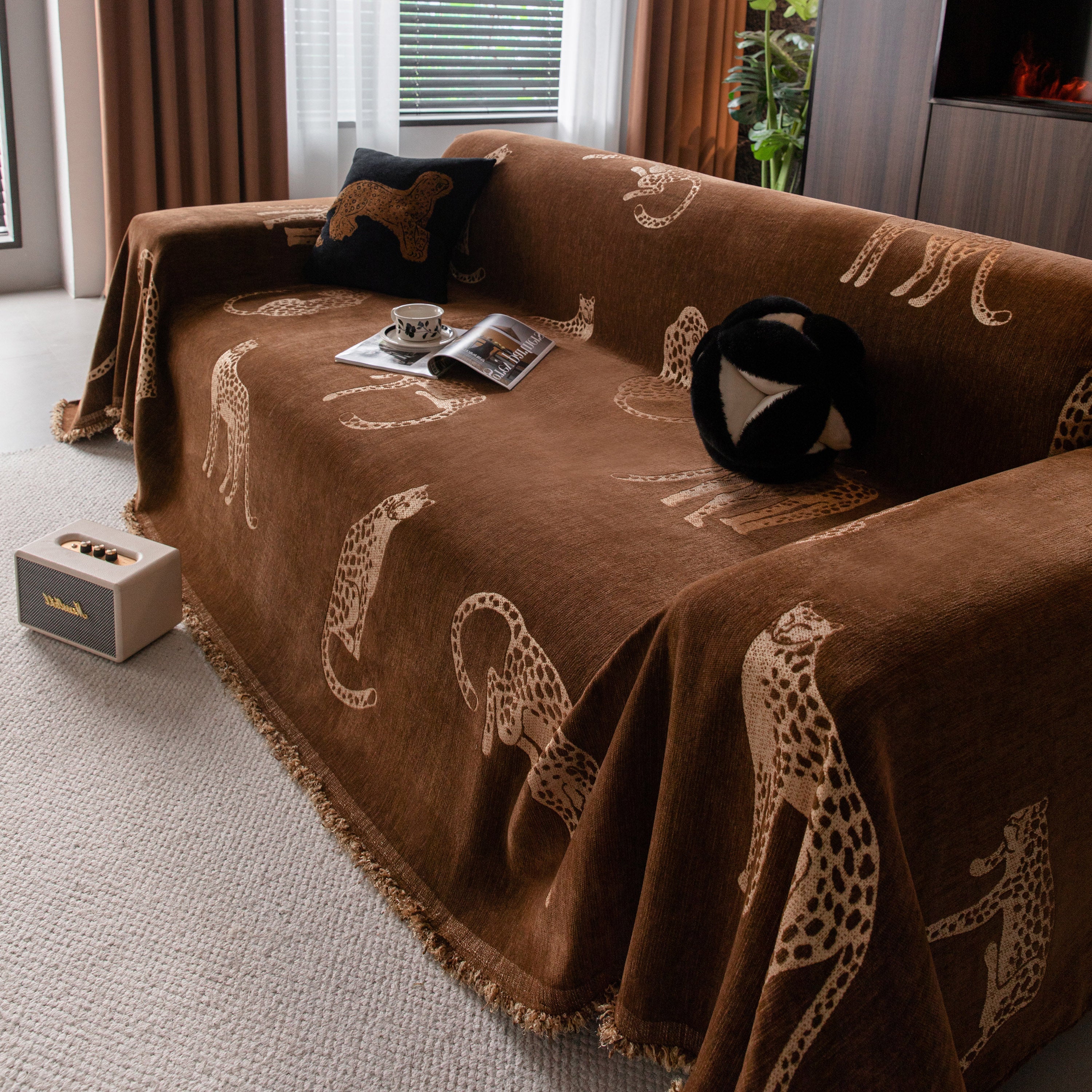 Leopard Sofa Cover Blanket Stylish Furniture Protector Throw for Couches & Loveseats