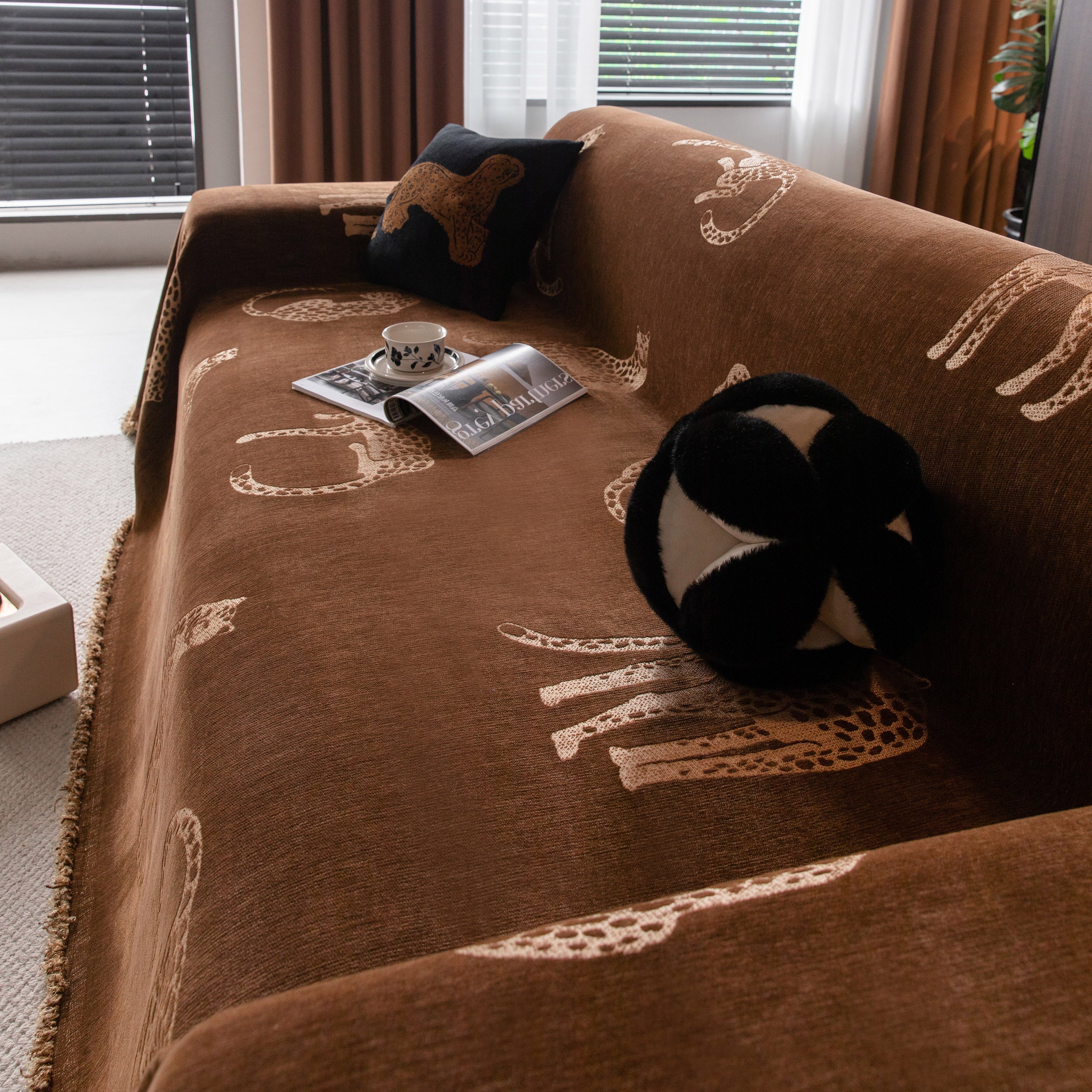 Leopard Sofa Cover Blanket Stylish Furniture Protector Throw for Couches & Loveseats