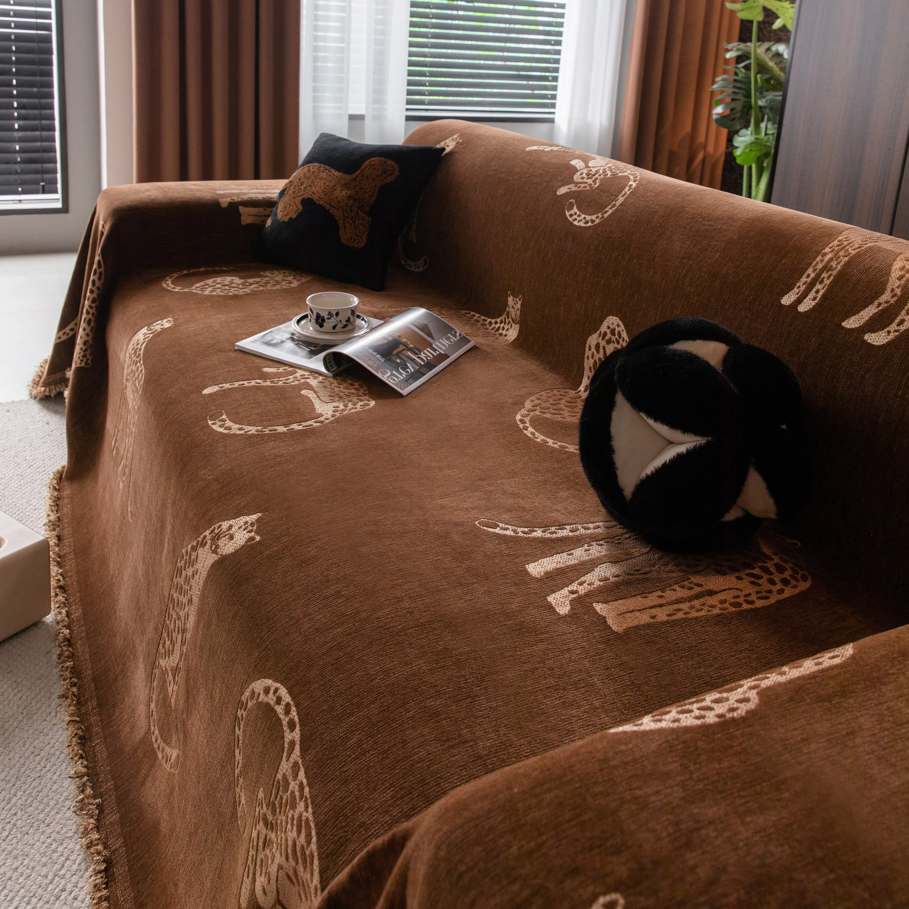 Leopard Sofa Cover Blanket Stylish Furniture Protector Throw for Couches & Loveseats