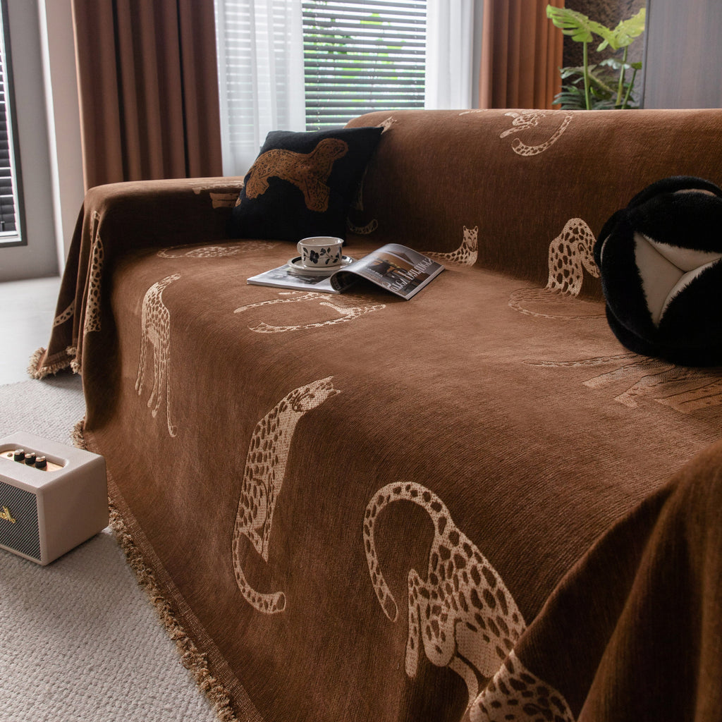 Leopard Sofa Cover Blanket Stylish Furniture Protector Throw for Couches & Loveseats