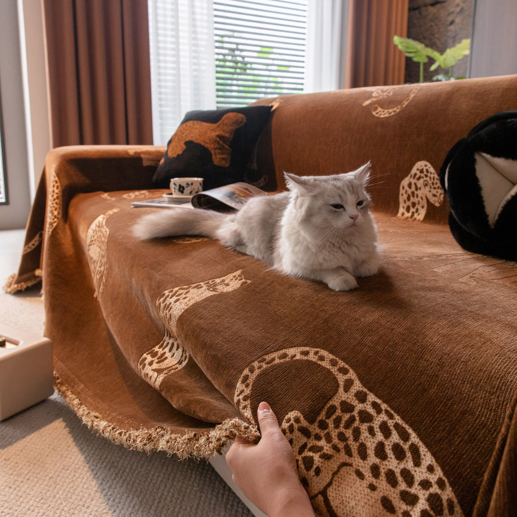 Leopard Sofa Cover Blanket Stylish Furniture Protector Throw for Couches & Loveseats