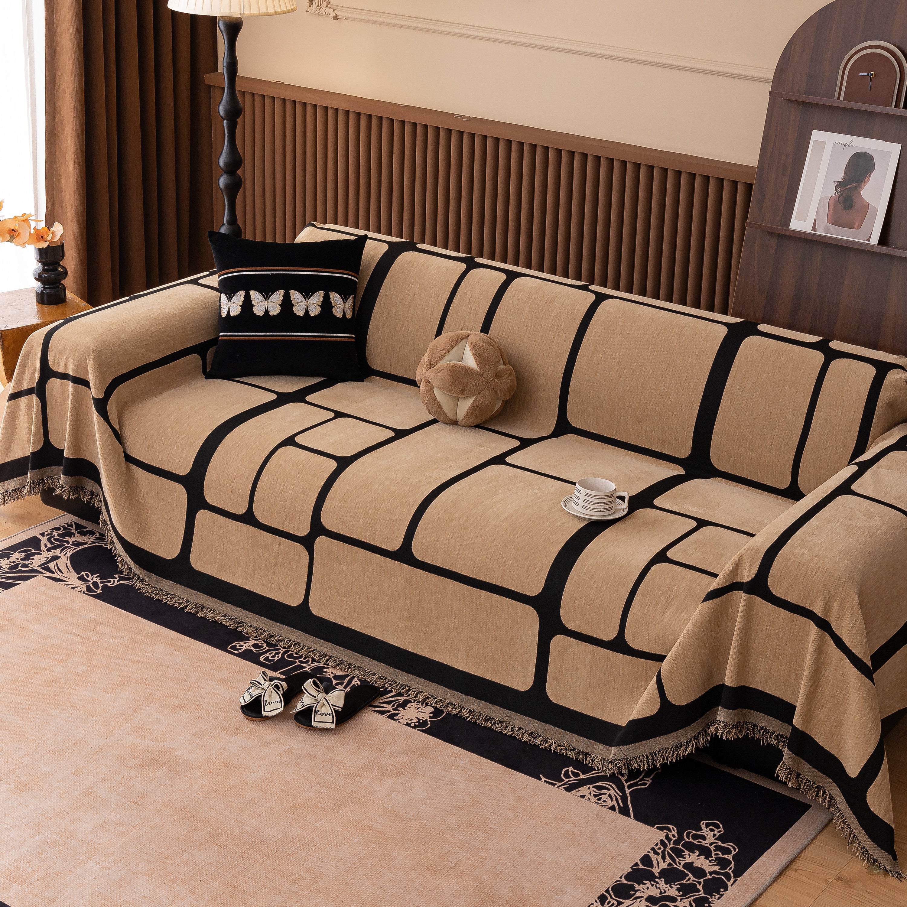 Modern Geometric Sofa Cover Decorative Couch Throw Blanket Furniture Protector