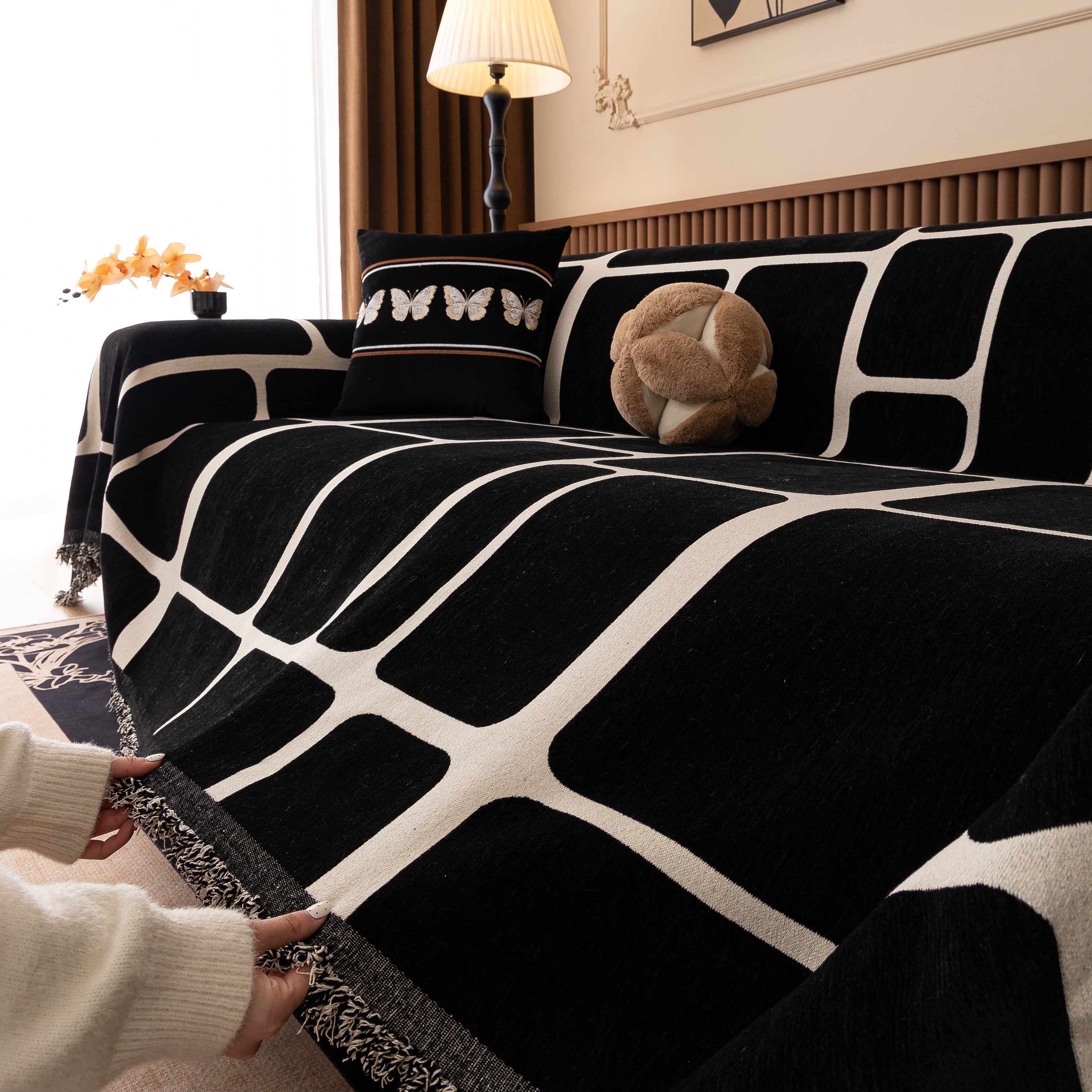 Modern Geometric Sofa Cover Decorative Couch Throw Blanket Furniture Protector