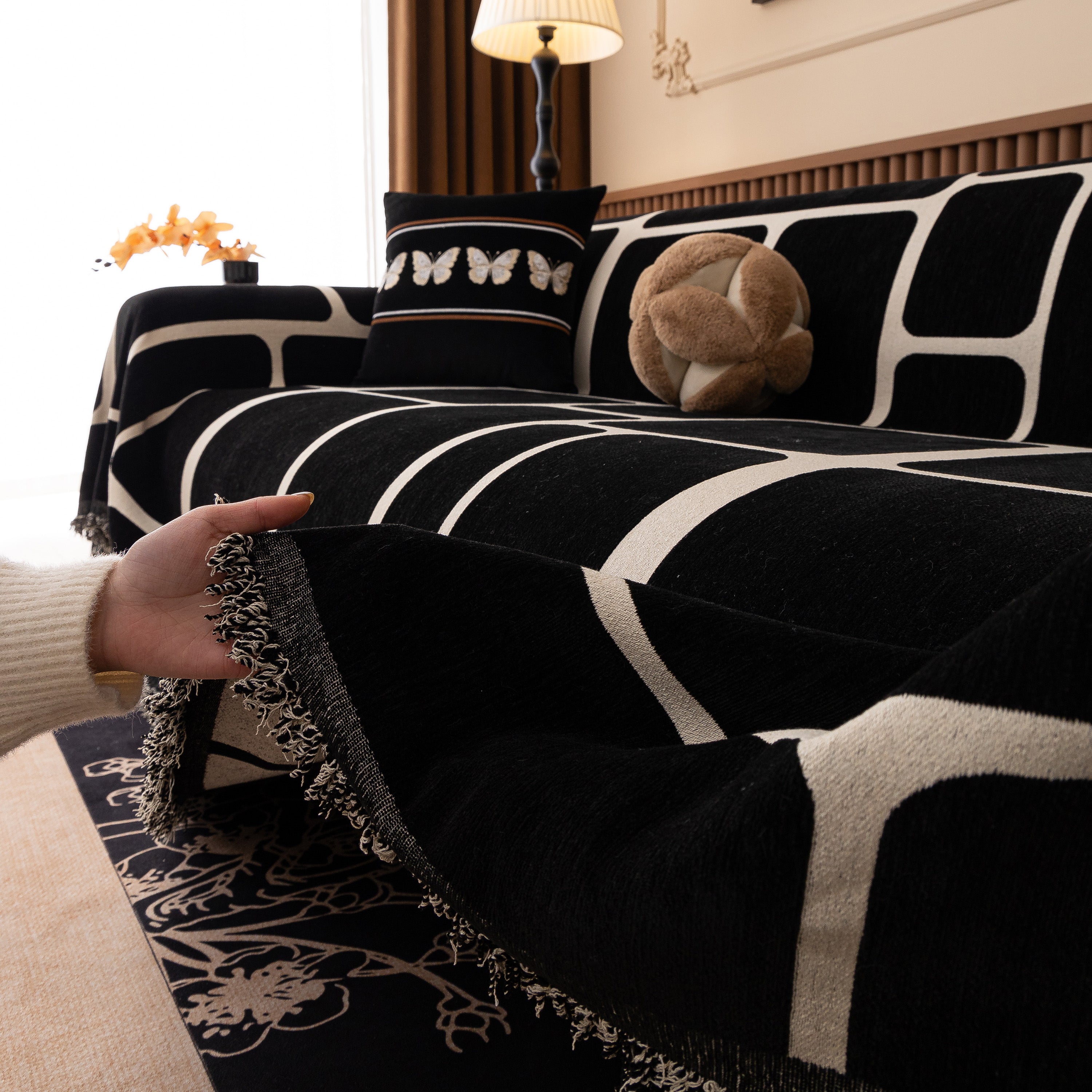 Modern Geometric Sofa Cover Decorative Couch Throw Blanket Furniture Protector