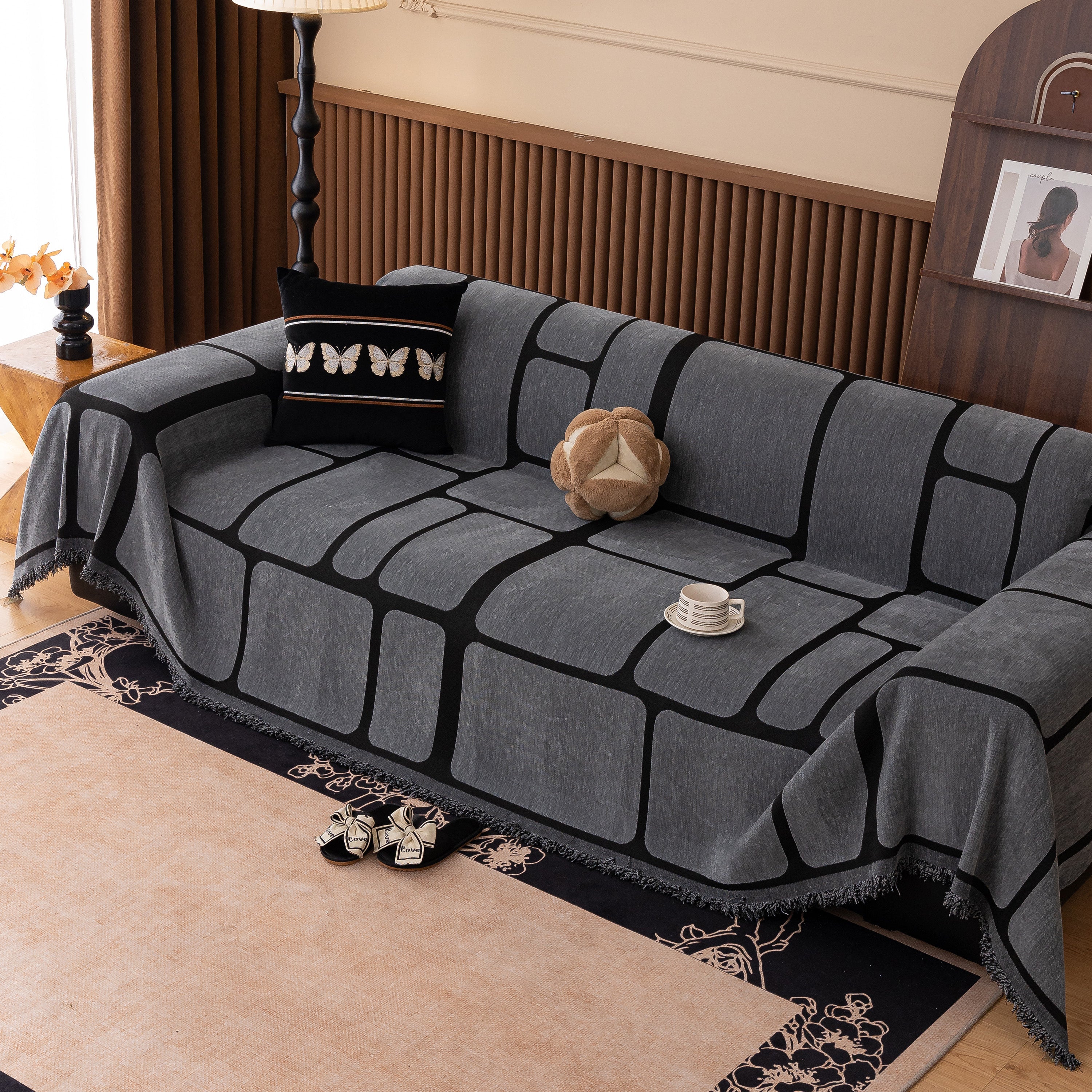 Modern Geometric Sofa Cover Decorative Couch Throw Blanket Furniture Protector