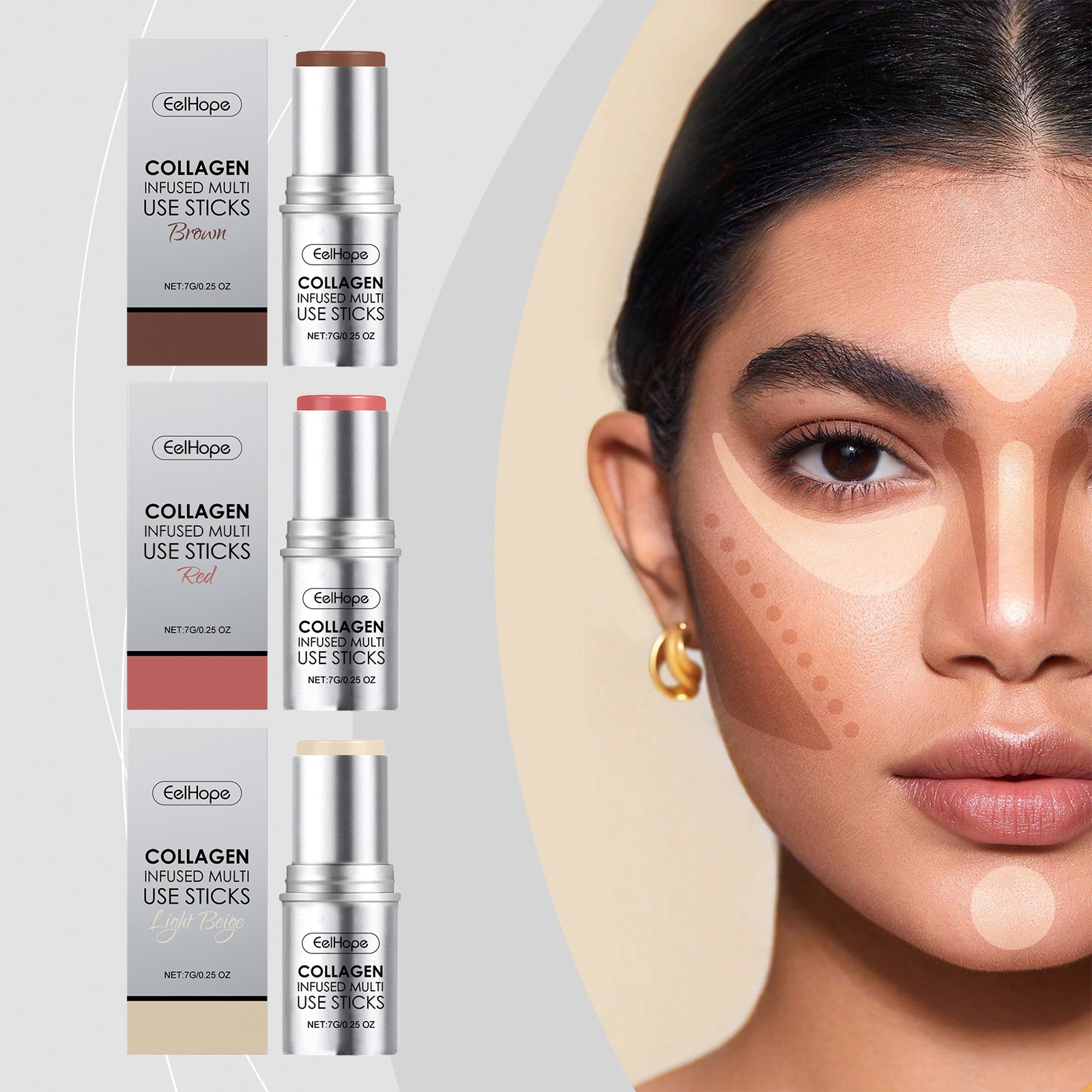 Collagen Makeup Stick Moisturizes Natural Multicolor Blush Stick