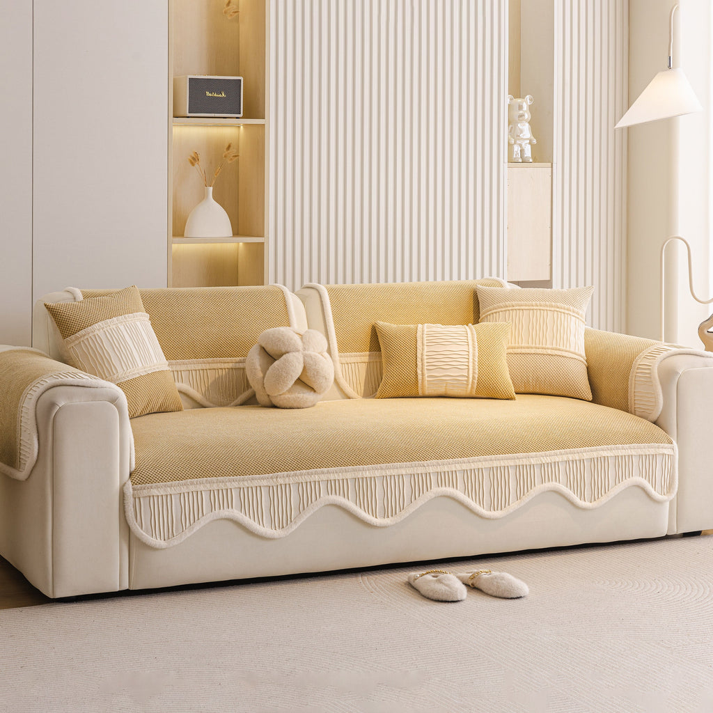 Dog Washable Sofa Protector Cover, Non-Slip Couch Slipcover with Soft Furry Trim