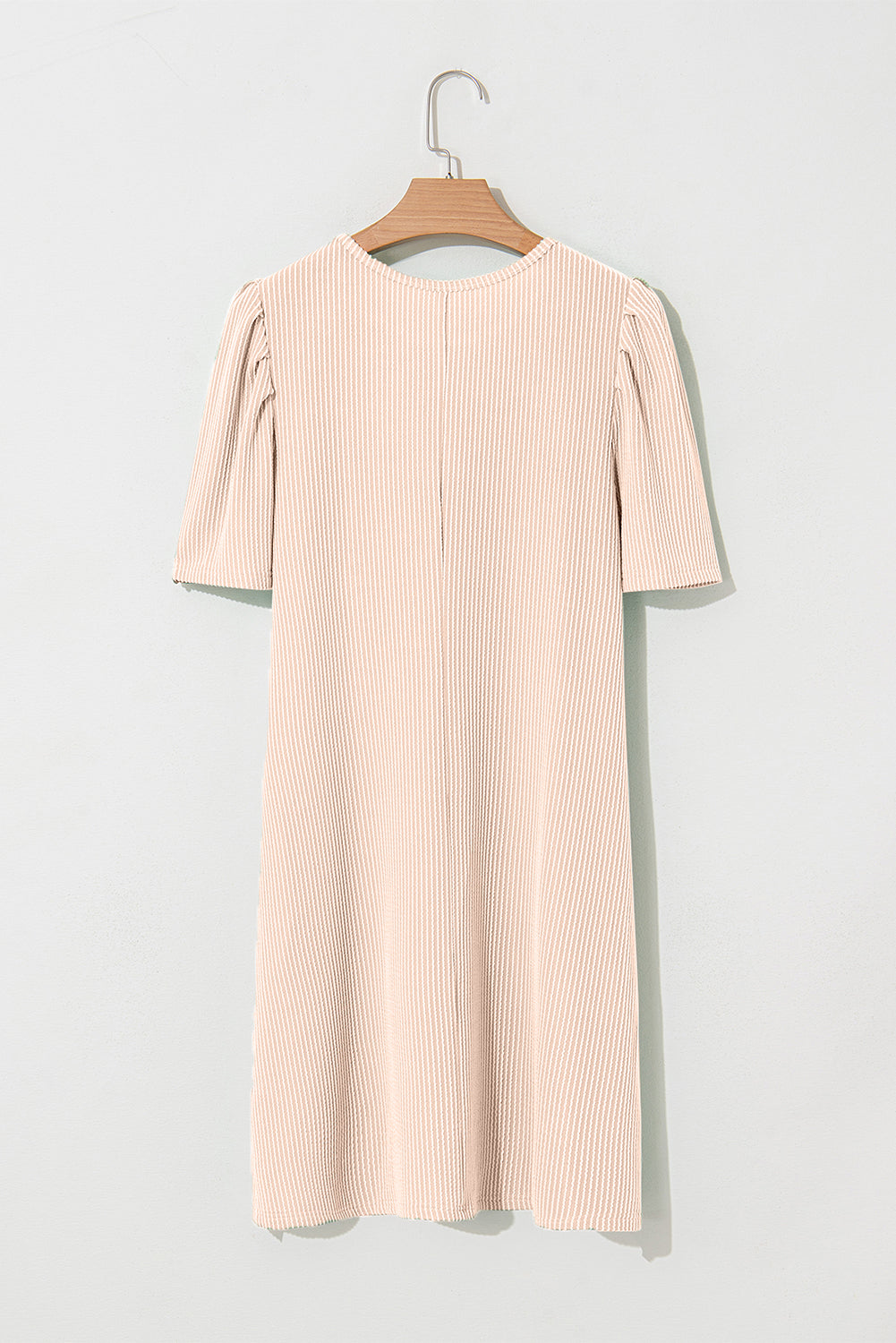 Blossom Corded Crew Neck Puff Sleeve Mini Dress