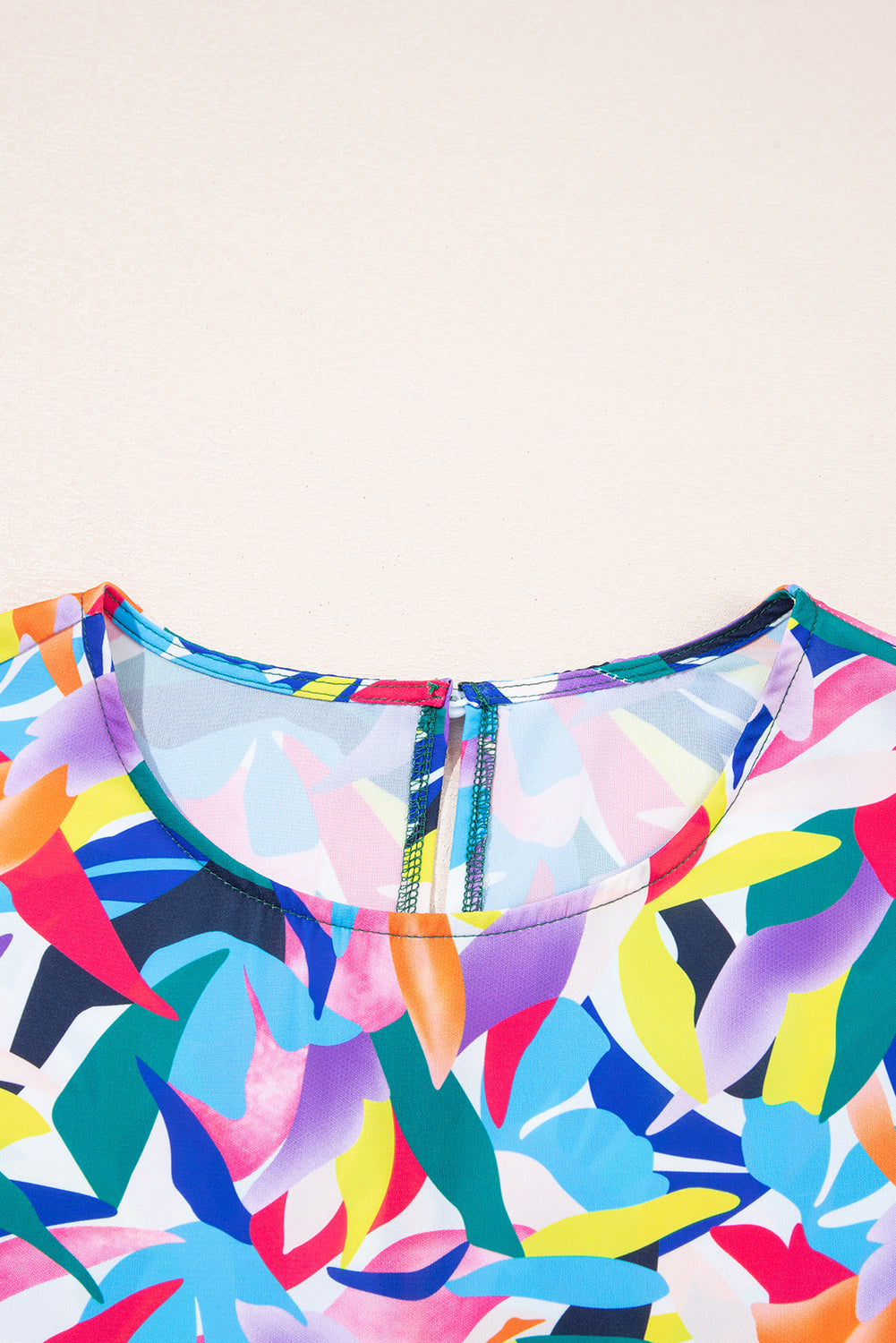 Blue Abstract Print Ruffle Sleeve Plus Size Tiered Maxi Dress