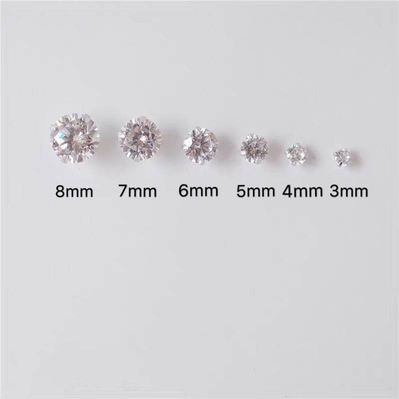 S999 Dazzling Minimalist CZ Stud Earrings, 2-8MM Cubic Zirconia Hypoallergenic Pure Sterling Silver Tiny Earrings for Sensitive Ears Daily