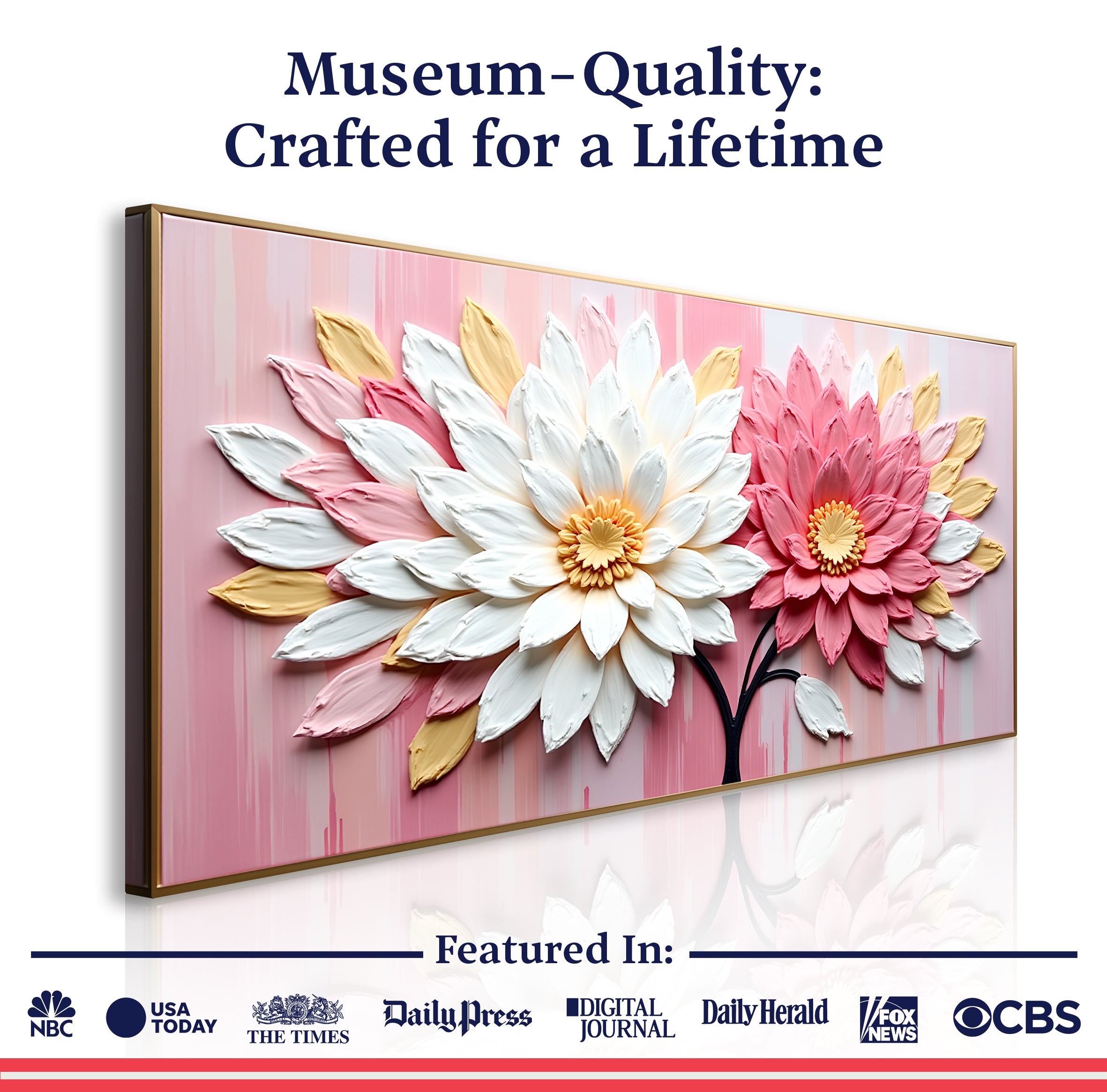 Blushing Blooms Pink Impasto Wall Art