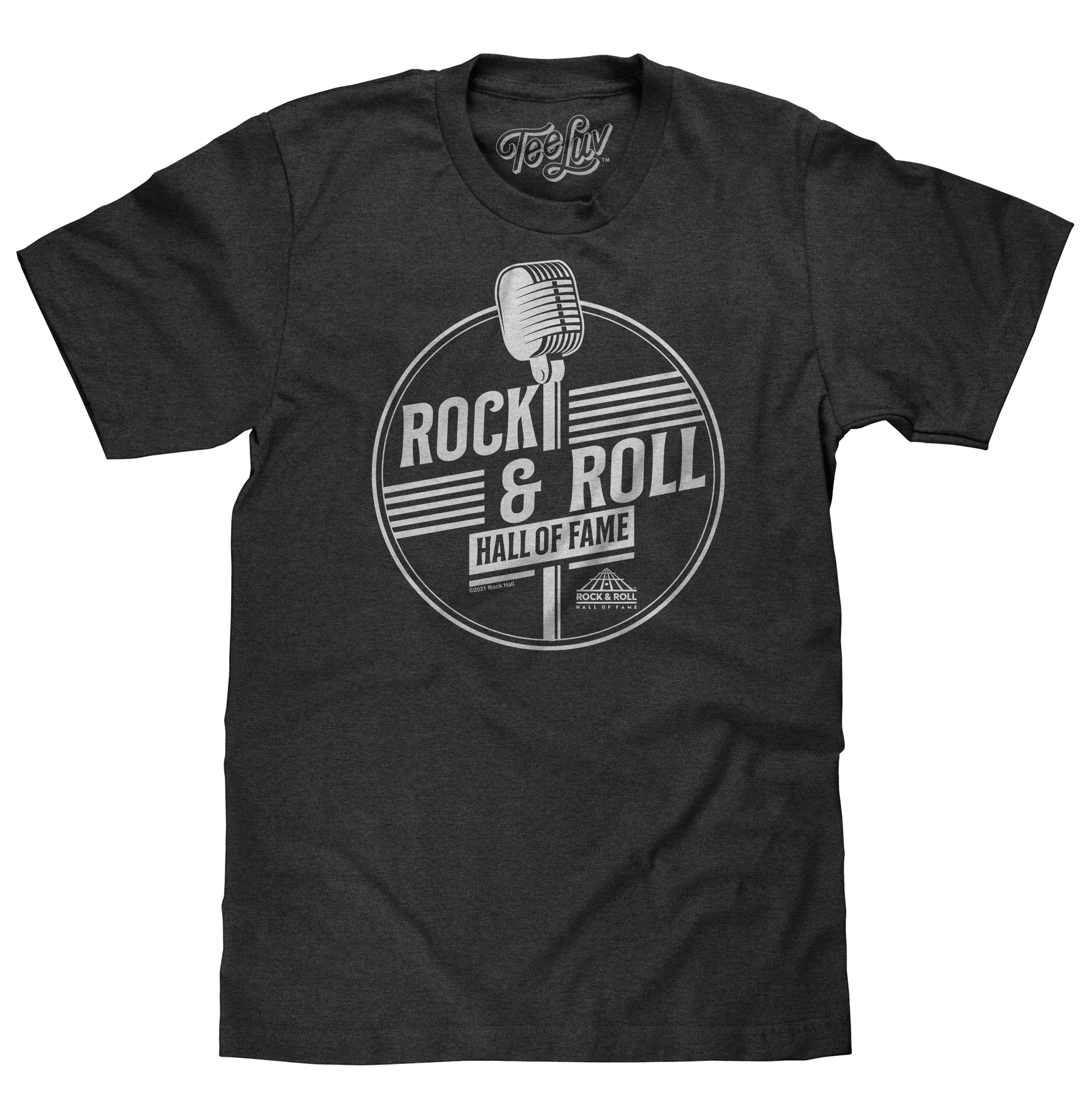 Rock and Roll Hall of Fame Retro Microphone T-Shirt - Charcoal Gray Heather