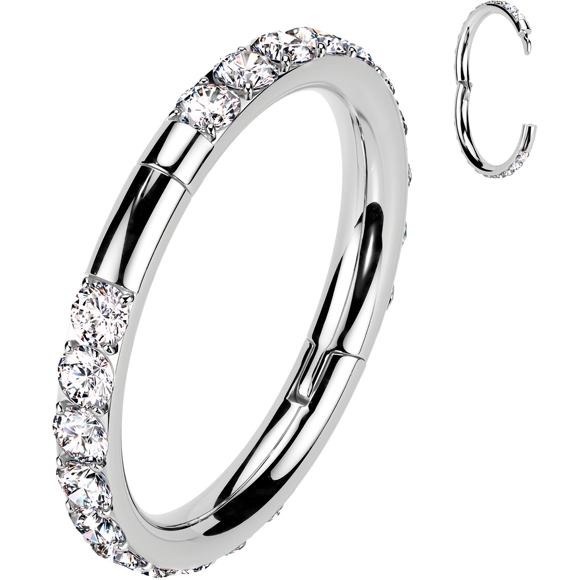 Implant Grade Titanium Forward CZ Double Sided Hoop Segment Ring