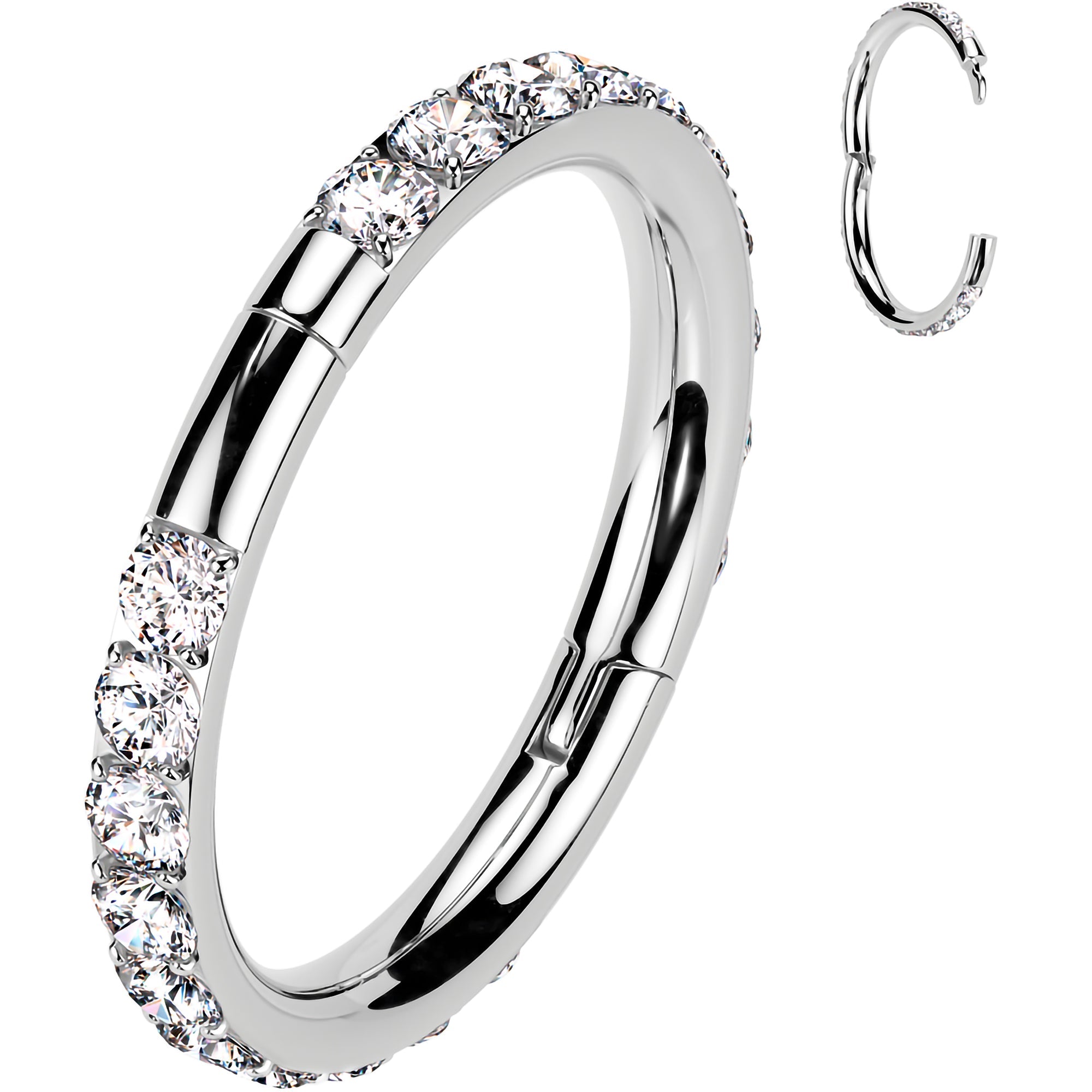 Implant Grade Titanium Forward CZ Double Sided Hoop Segment Ring
