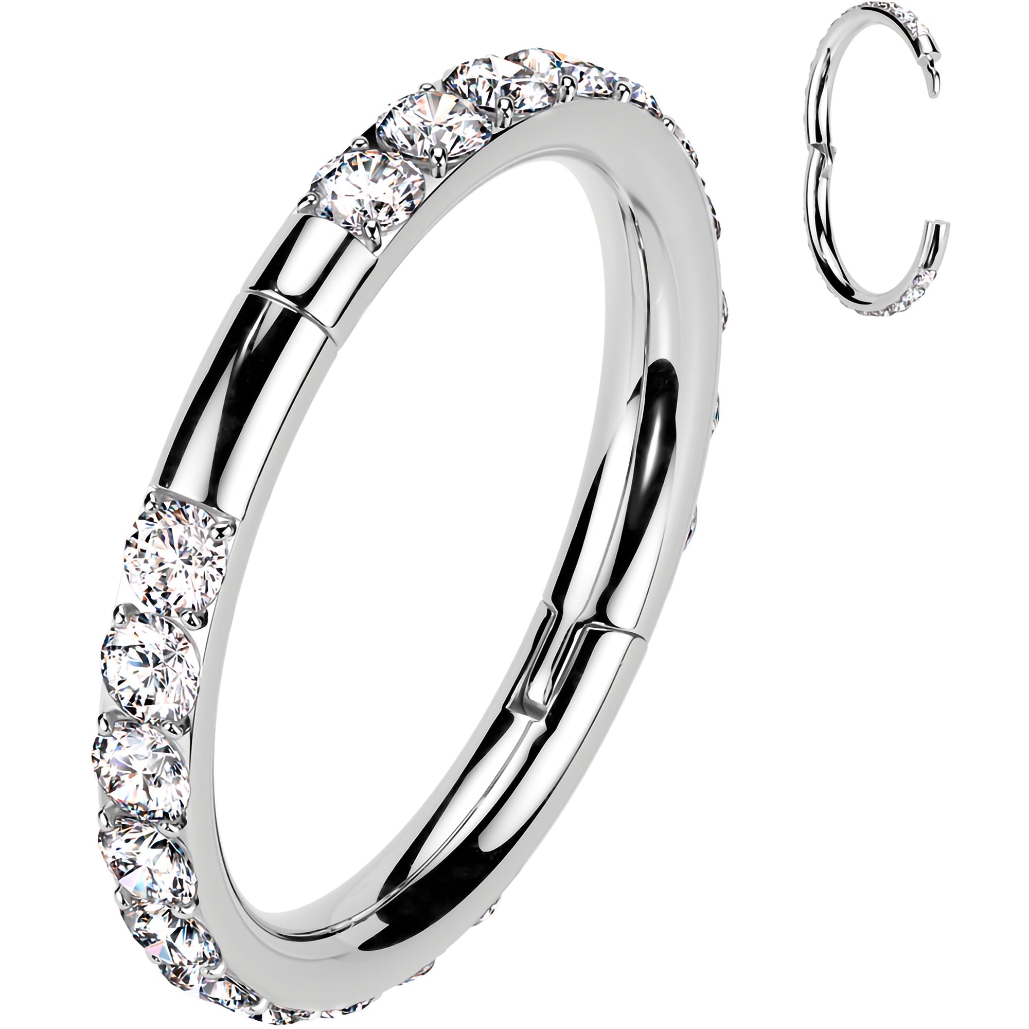Implant Grade Titanium Forward CZ Double Sided Hoop Segment Ring