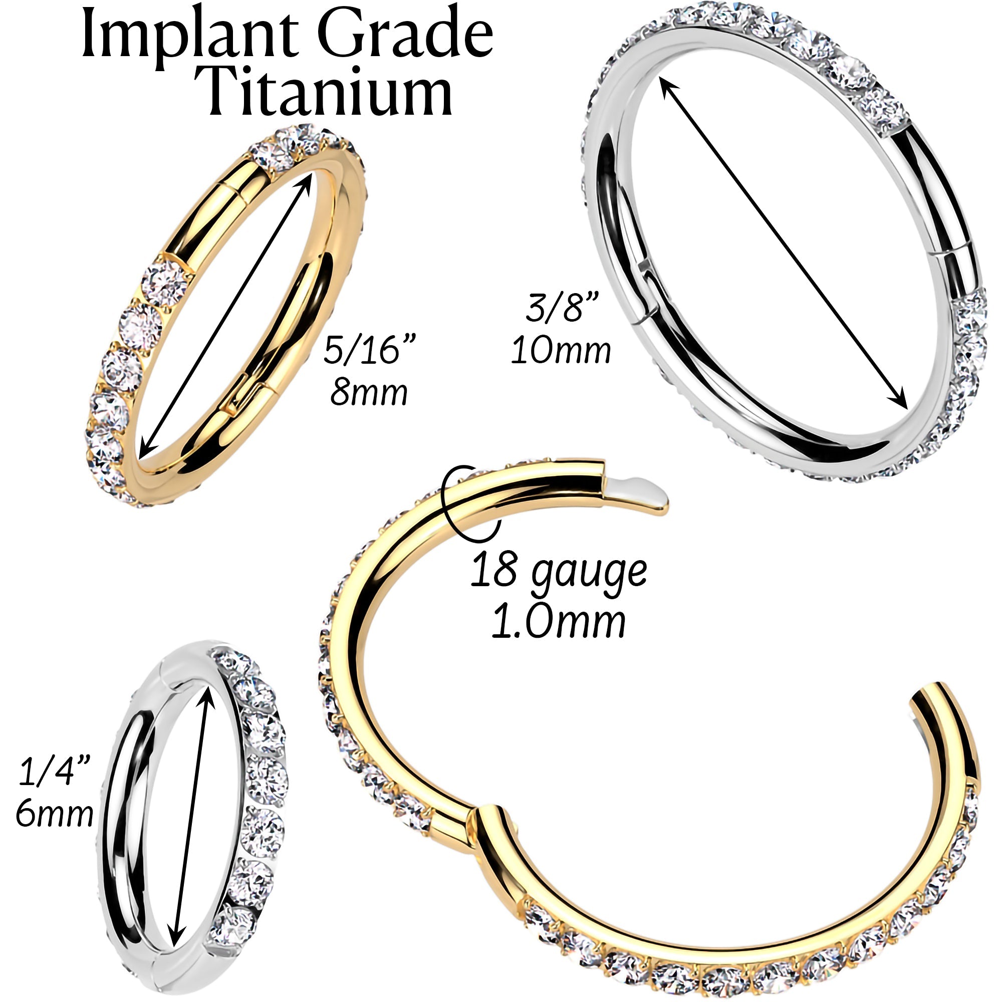 Implant Grade Titanium Forward CZ Double Sided Hoop Segment Ring