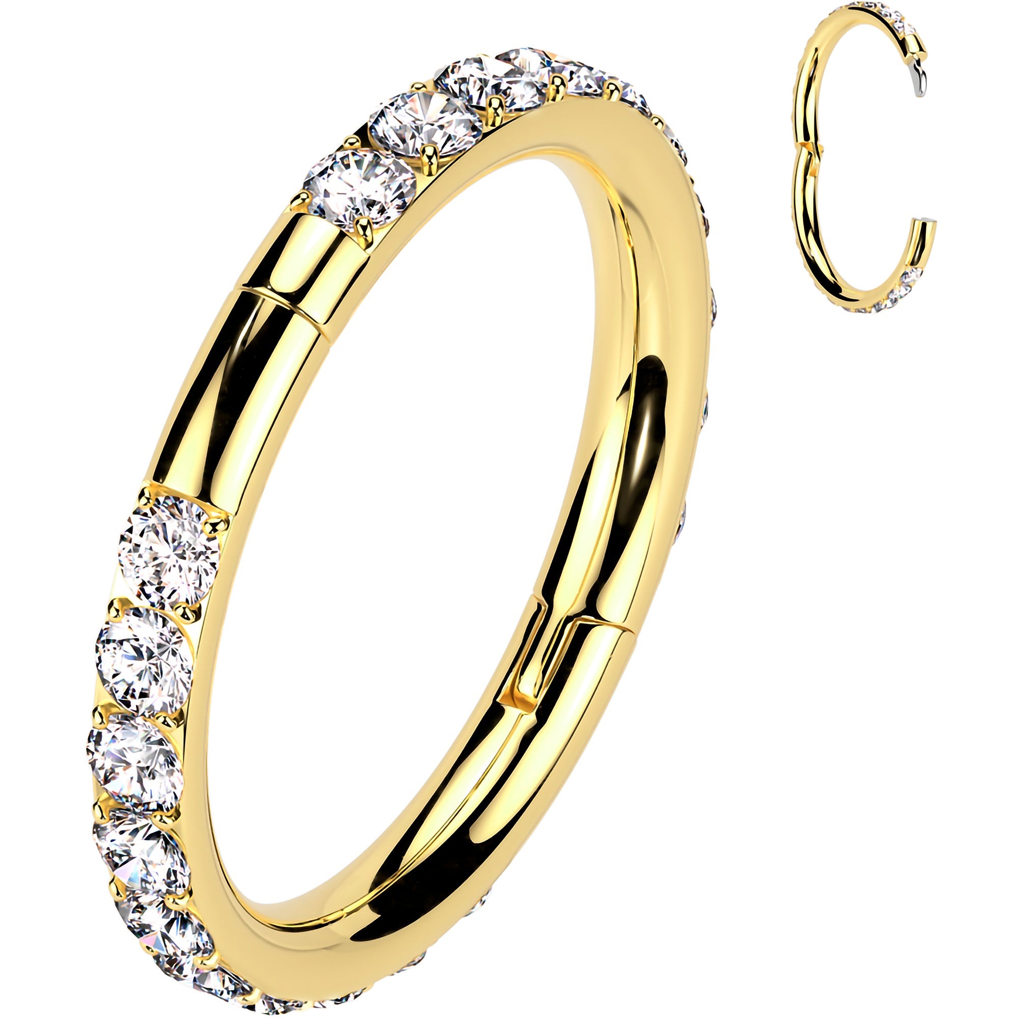 Implant Grade Titanium Forward CZ Double Sided Hoop Segment Ring