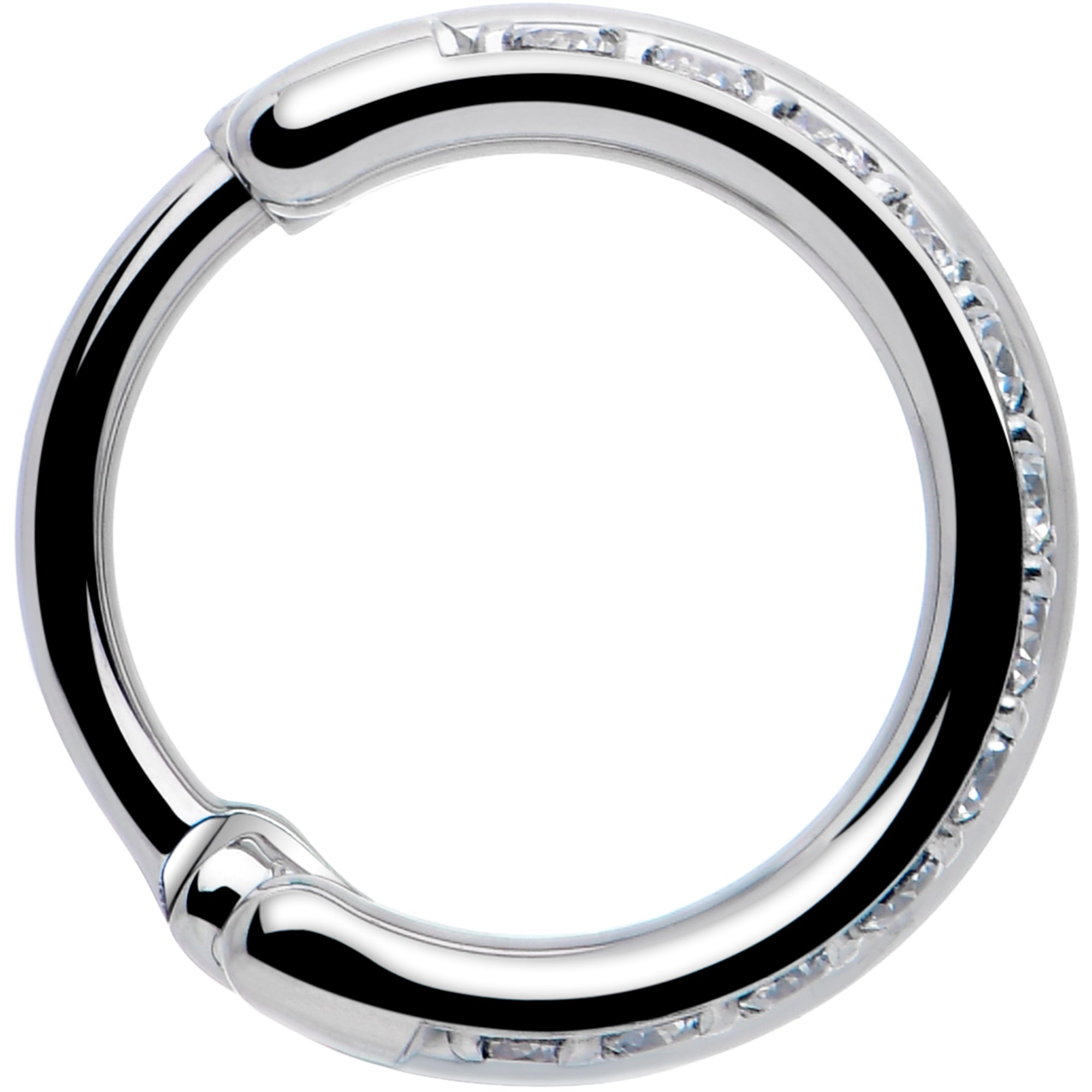 Single Row Micro Gem Implant Grade Titanium Hinged Double Hoop Nose Ring