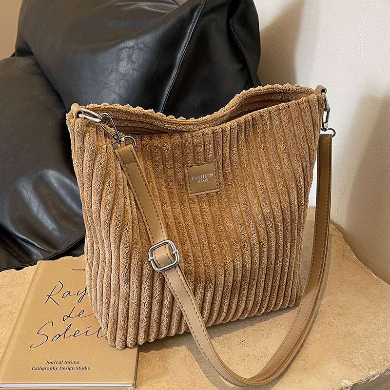 The Cozy Corduroy - Spacious Tote Bag with Shoulder Strap