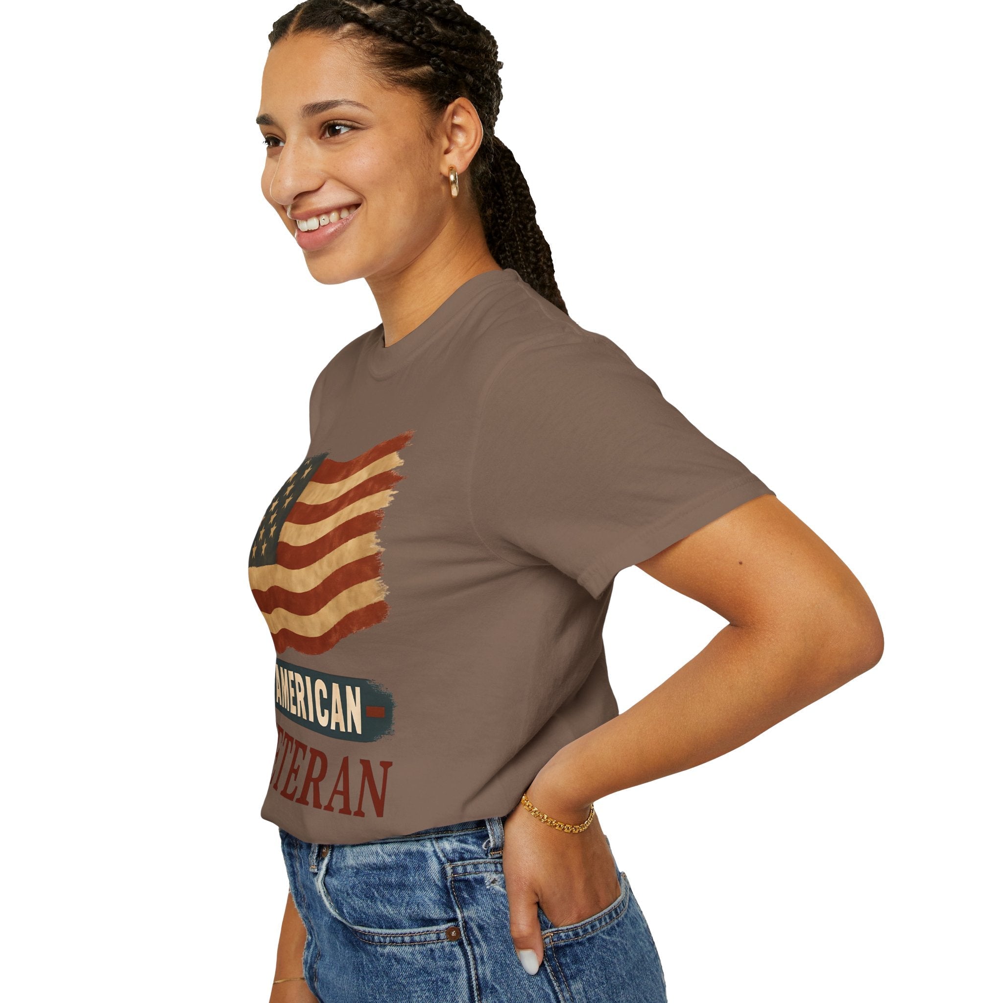 American Veteran Unisex Garment-Dyed T-shirt, Patriotic Tee, Military Appreciation, Veterans Day Gift, Casual Wear, Comfortable Style