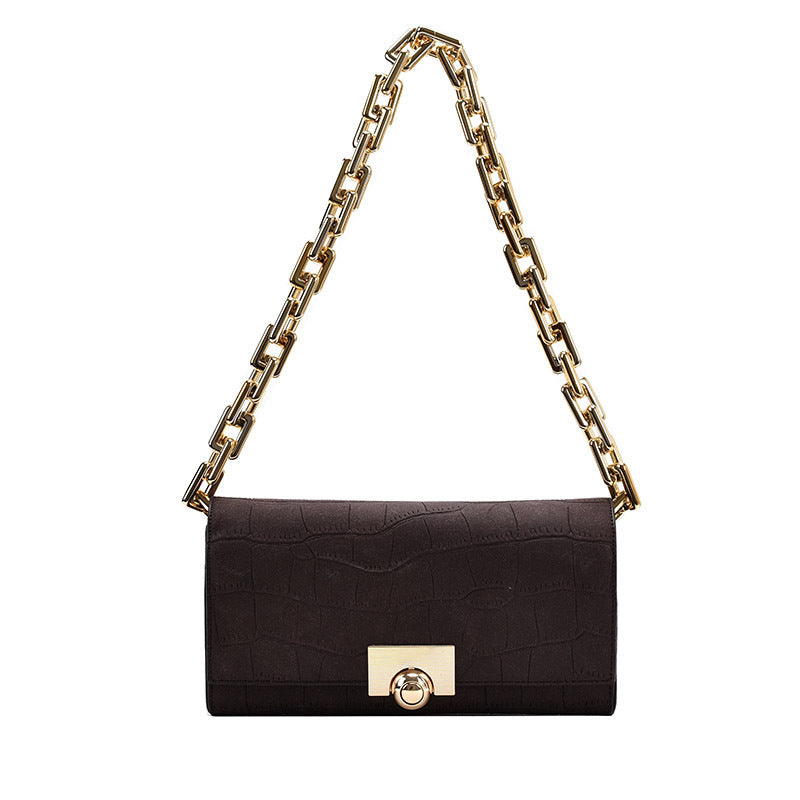The Chain Reaction - Retro Underarm Bag with Gold-Tone Chain Strap