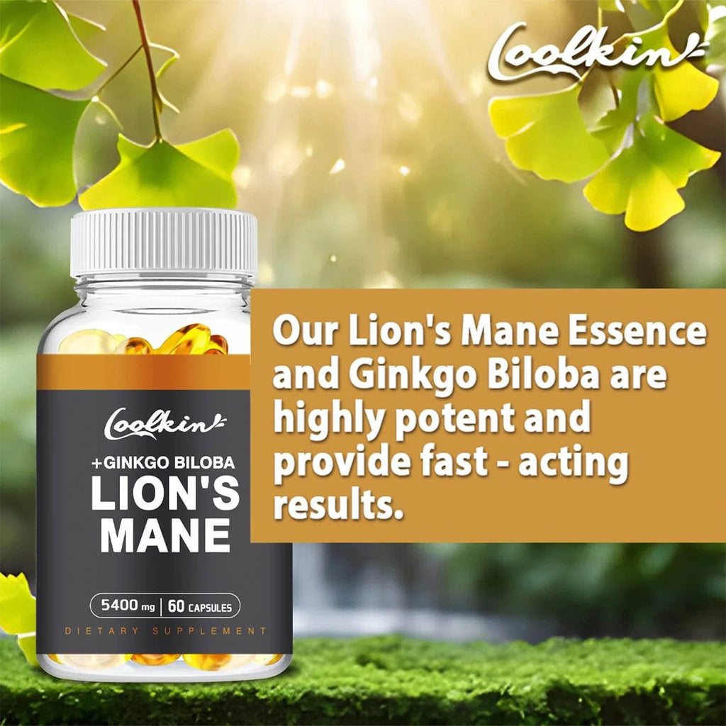 Lion's Mane Mushroom - Enhance Brain Function, Improve Memory & Cognition, Improve Mood, and Sleep Health - 60 Capsules