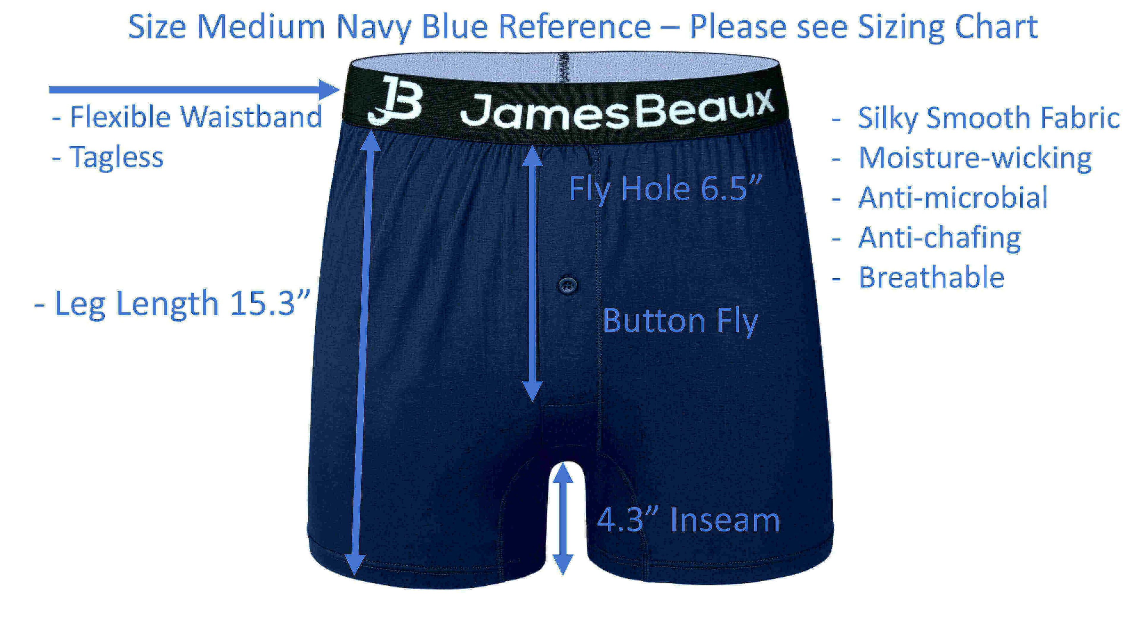 Bamboo Boxer Shorts for Men James Beaux Men's Navy Blue Boxers