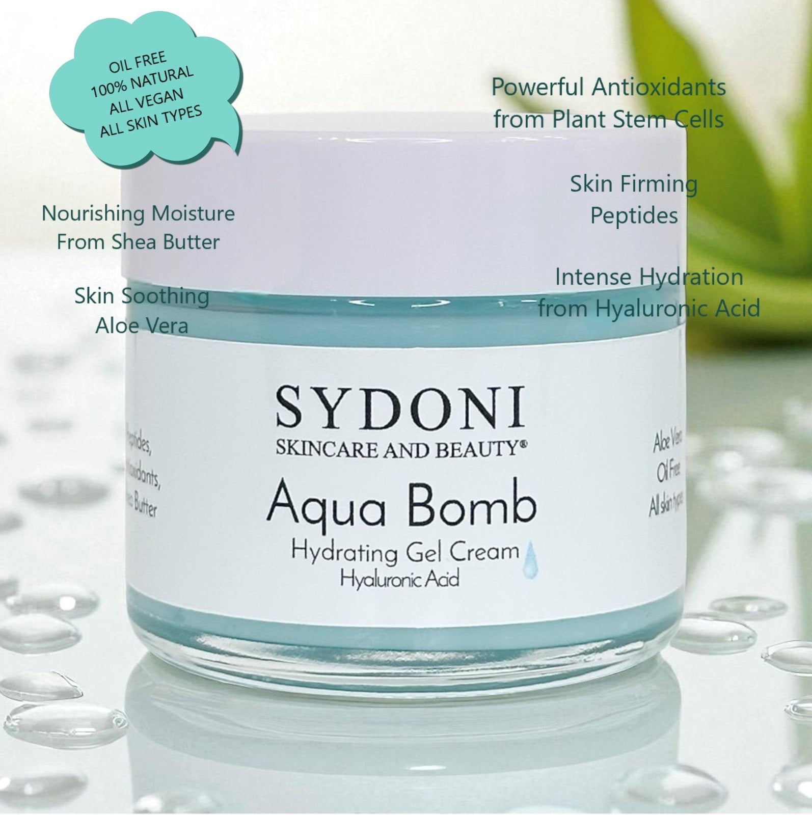 MOST LOVED! AS SEEN IN VOGUE MAGAZINE and WELLNESS MAGAZINE-AQUA BOMB HYDRATING GEL CREAM with HYALURONIC ACID AND PEPTIDES 1.7 fl. oz.