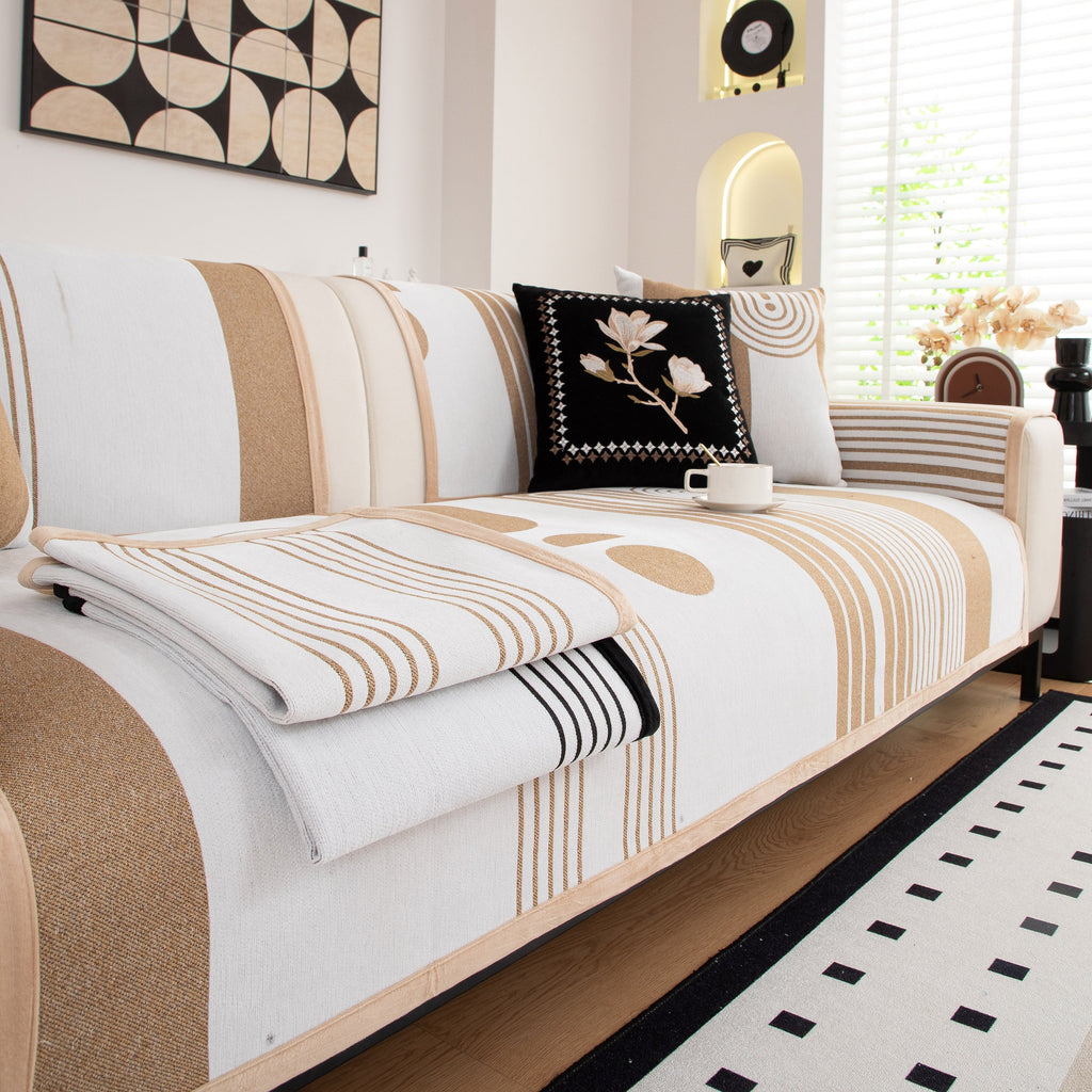 Modern Geometric Sofa Cover - Thick Woven, Pet Friendly, Stylish Couch Protector