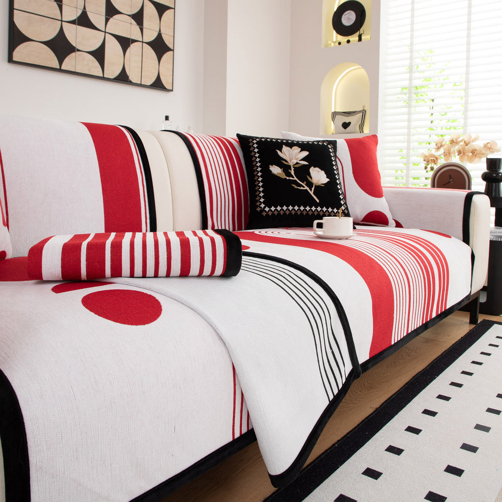 Modern Geometric Sofa Cover - Thick Woven, Pet Friendly, Stylish Couch Protector