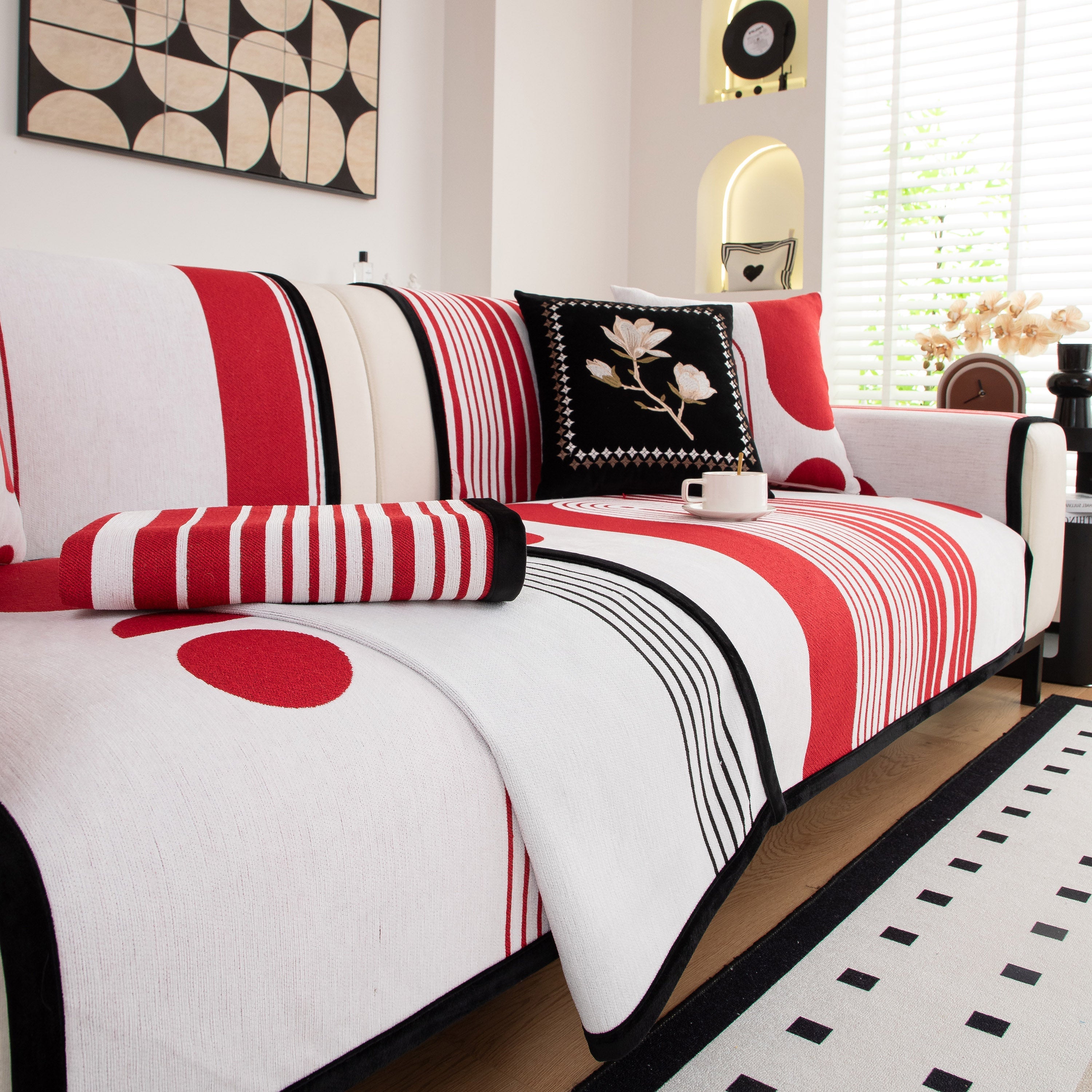 Modern Geometric Sofa Cover - Thick Woven, Pet Friendly, Stylish Couch Protector