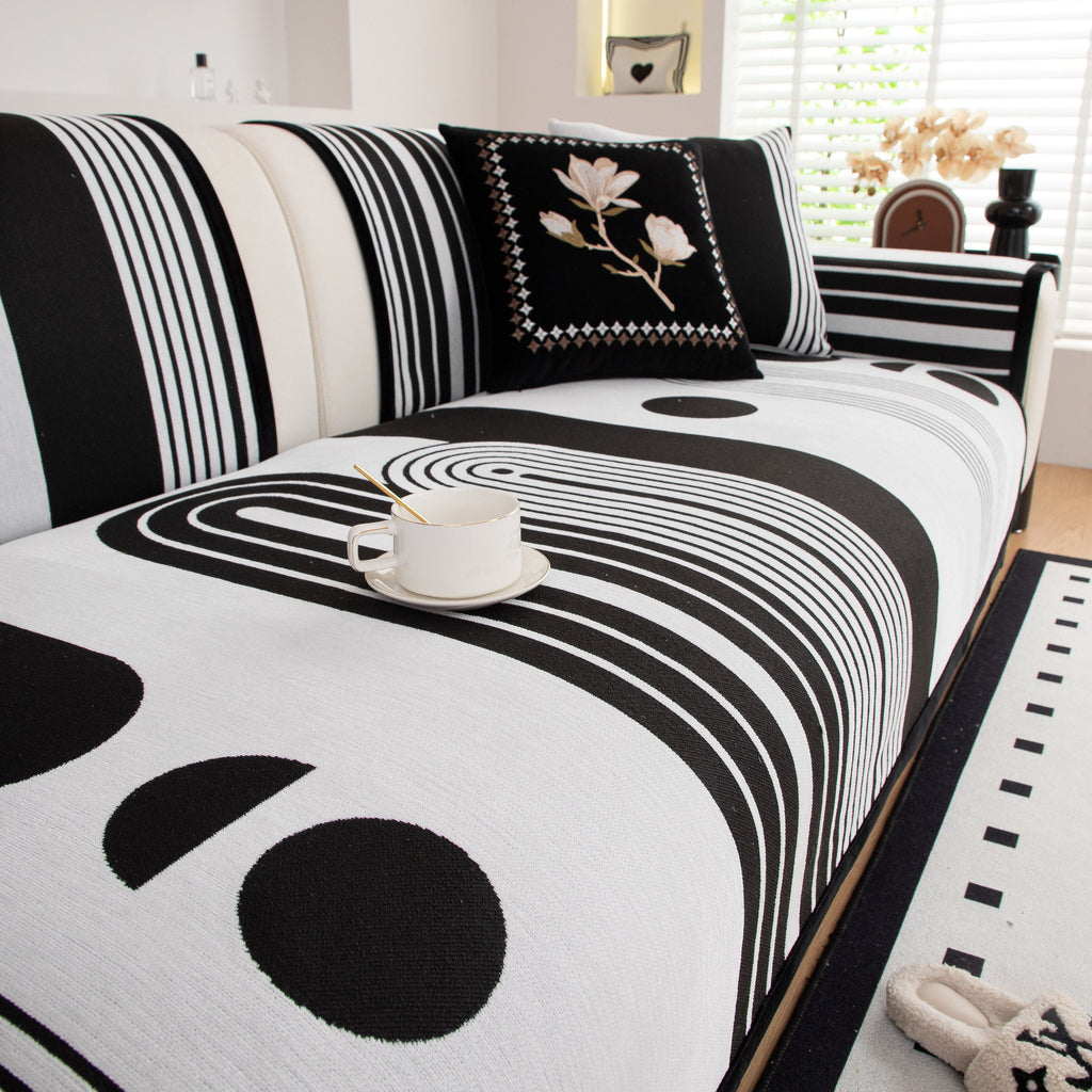 Modern Geometric Sofa Cover - Thick Woven, Pet Friendly, Stylish Couch Protector