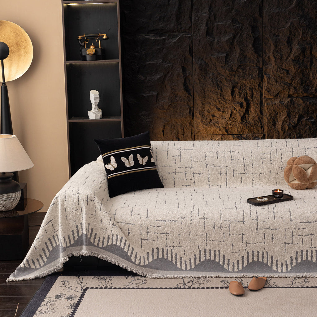 Chenille Sofa Cover Throw Blanket Woven Textured Decorative Furniture Slipcover