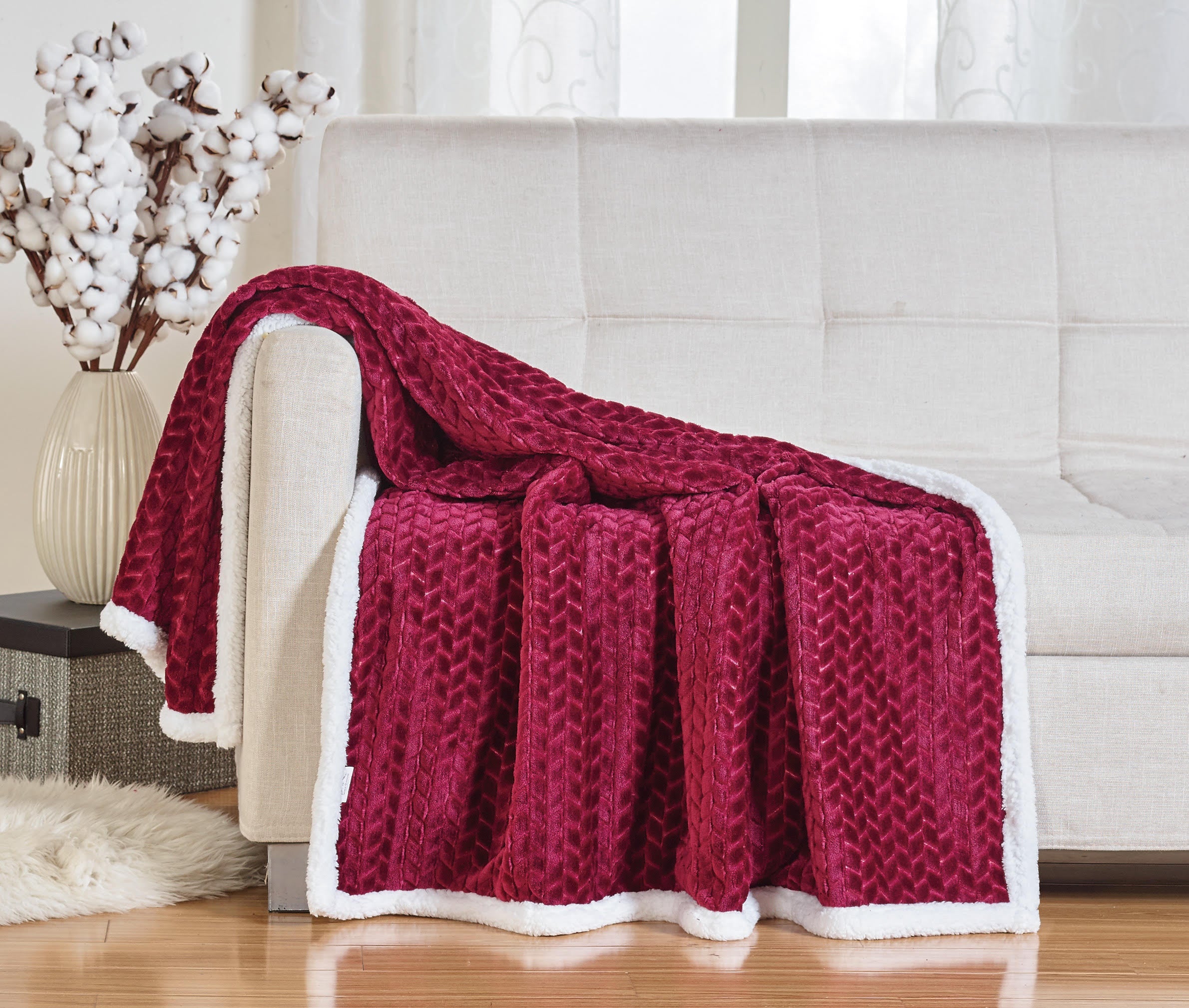 Decor&More Home Essentials Braided Sherpa Blanket