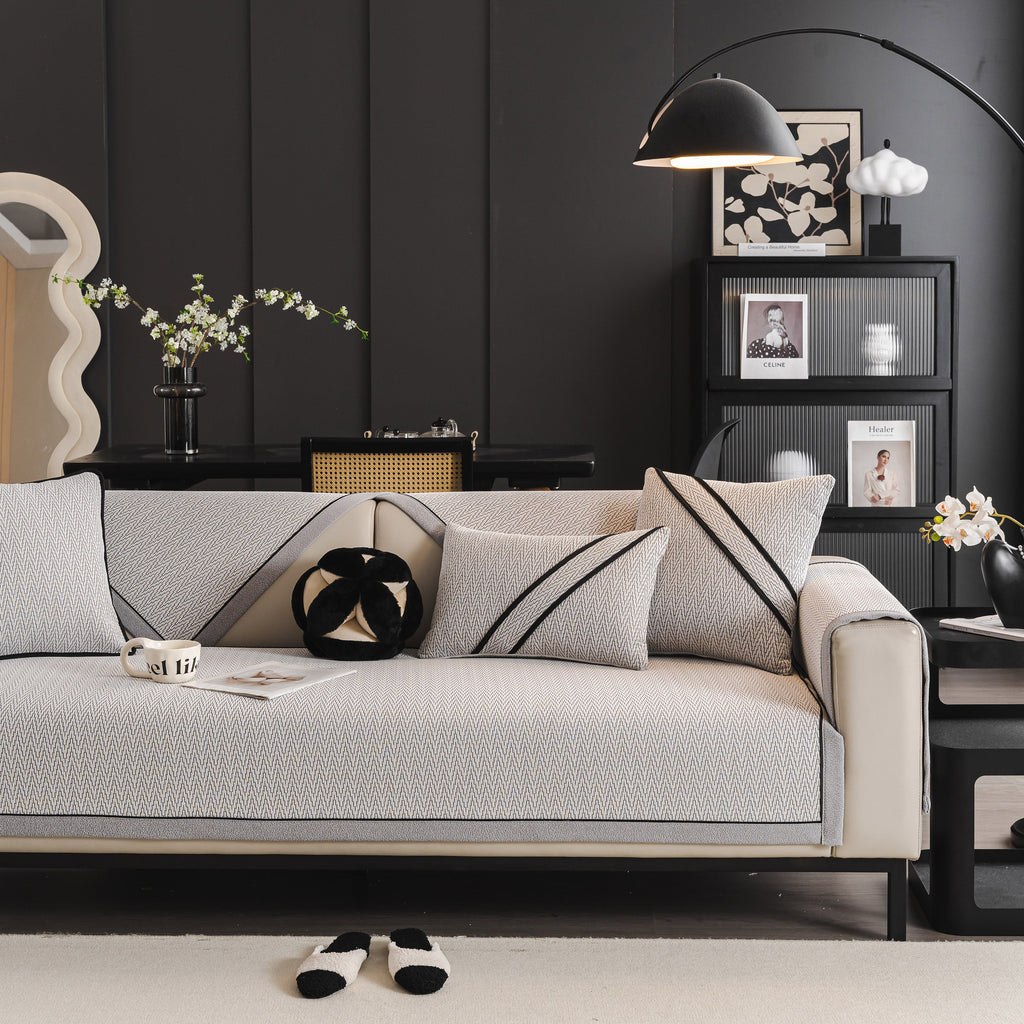 Herringbone Couch Protector for Pets, Non-Slip Washable Sectional Couch Covers