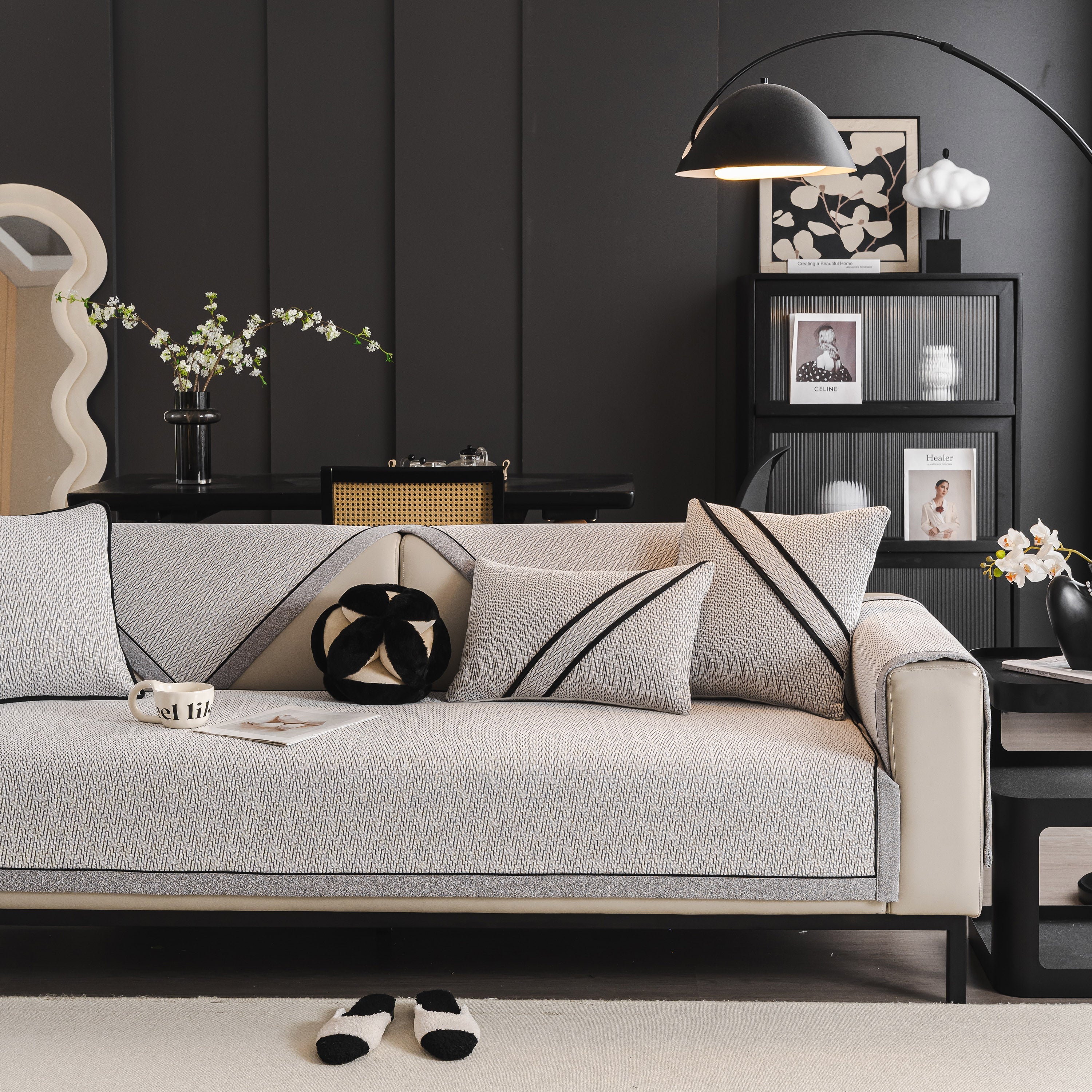 Herringbone Couch Protector for Pets, Non-Slip Washable Sectional Couch Covers