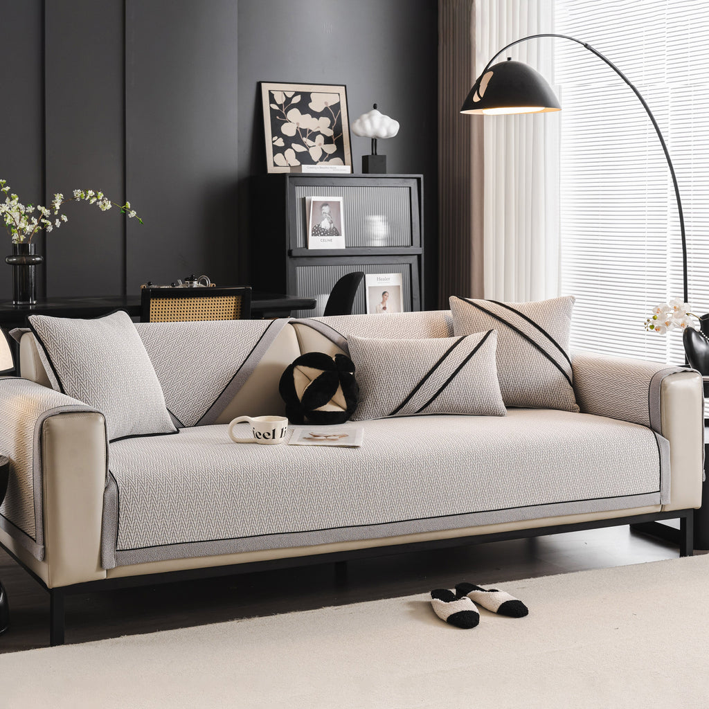 Herringbone Couch Protector for Pets, Non-Slip Washable Sectional Couch Covers