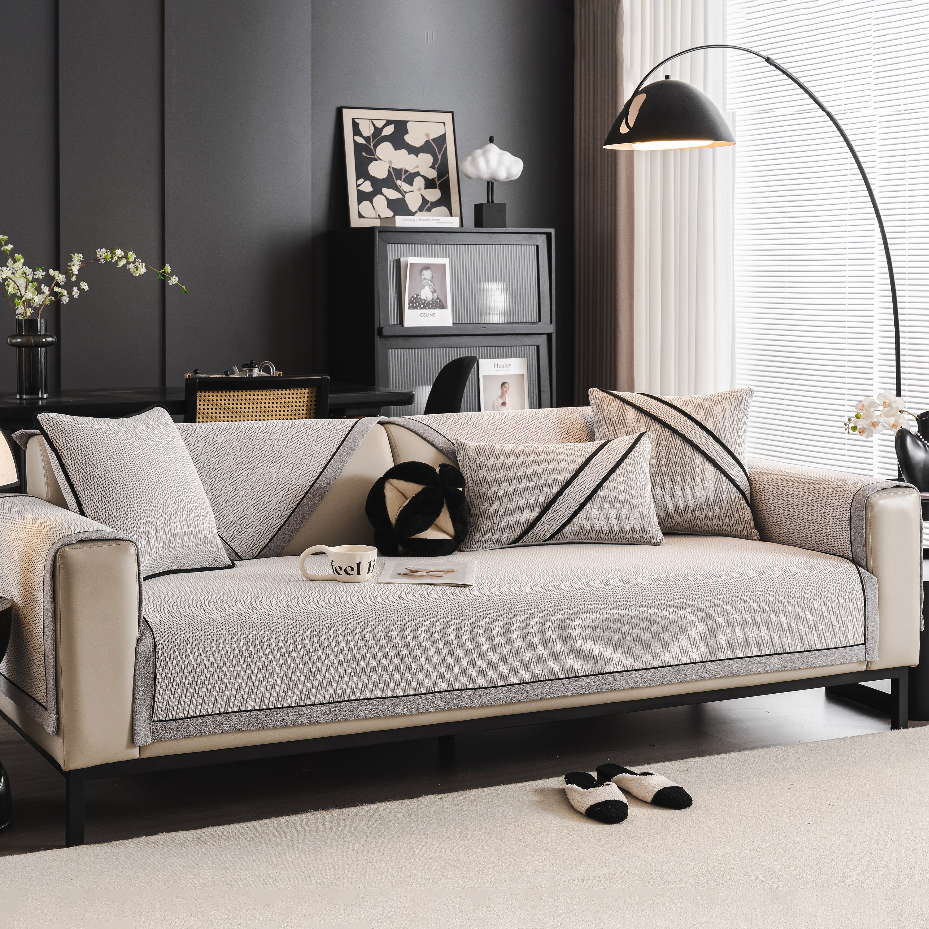 Herringbone Couch Protector for Pets, Non-Slip Washable Sectional Couch Covers