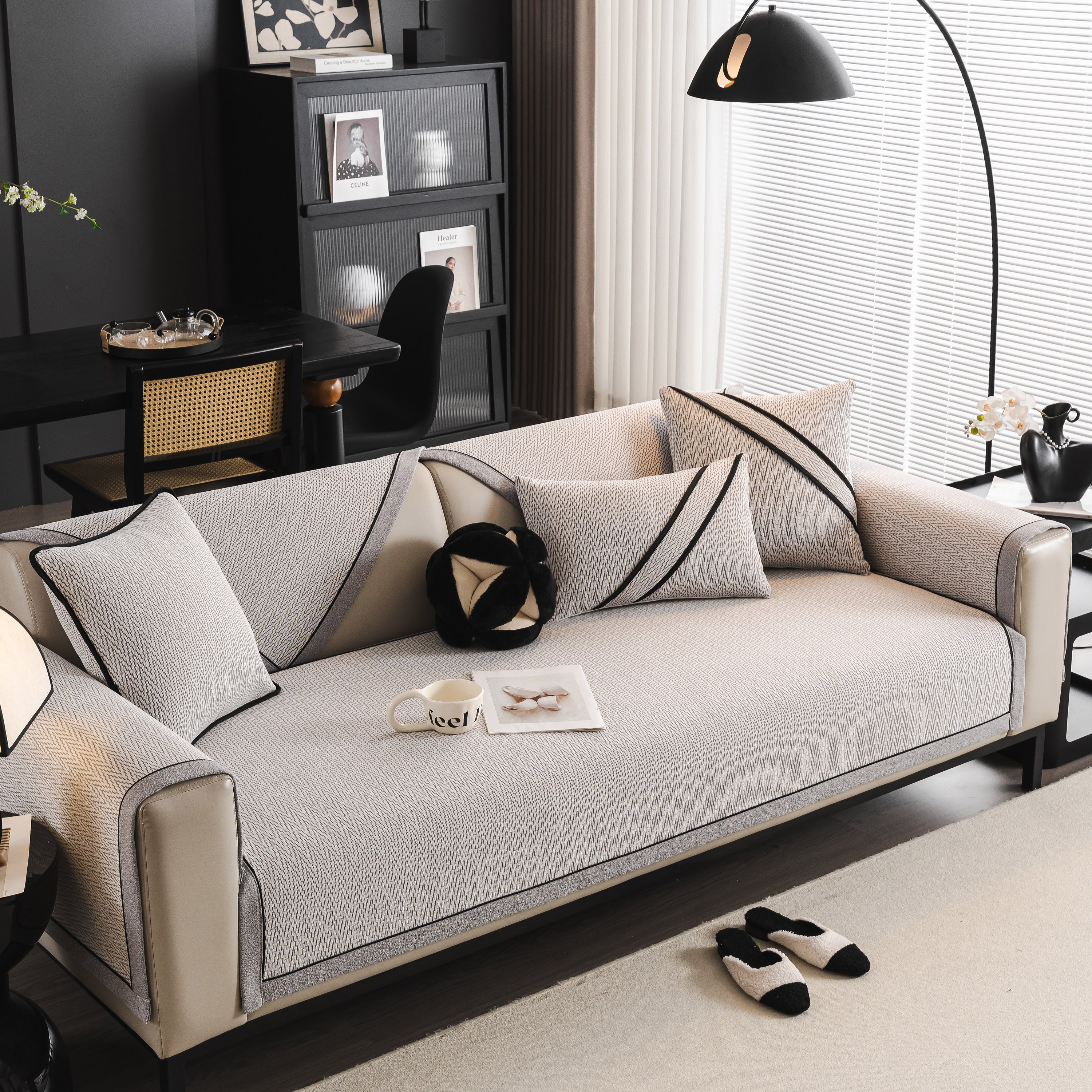 Herringbone Couch Protector for Pets, Non-Slip Washable Sectional Couch Covers