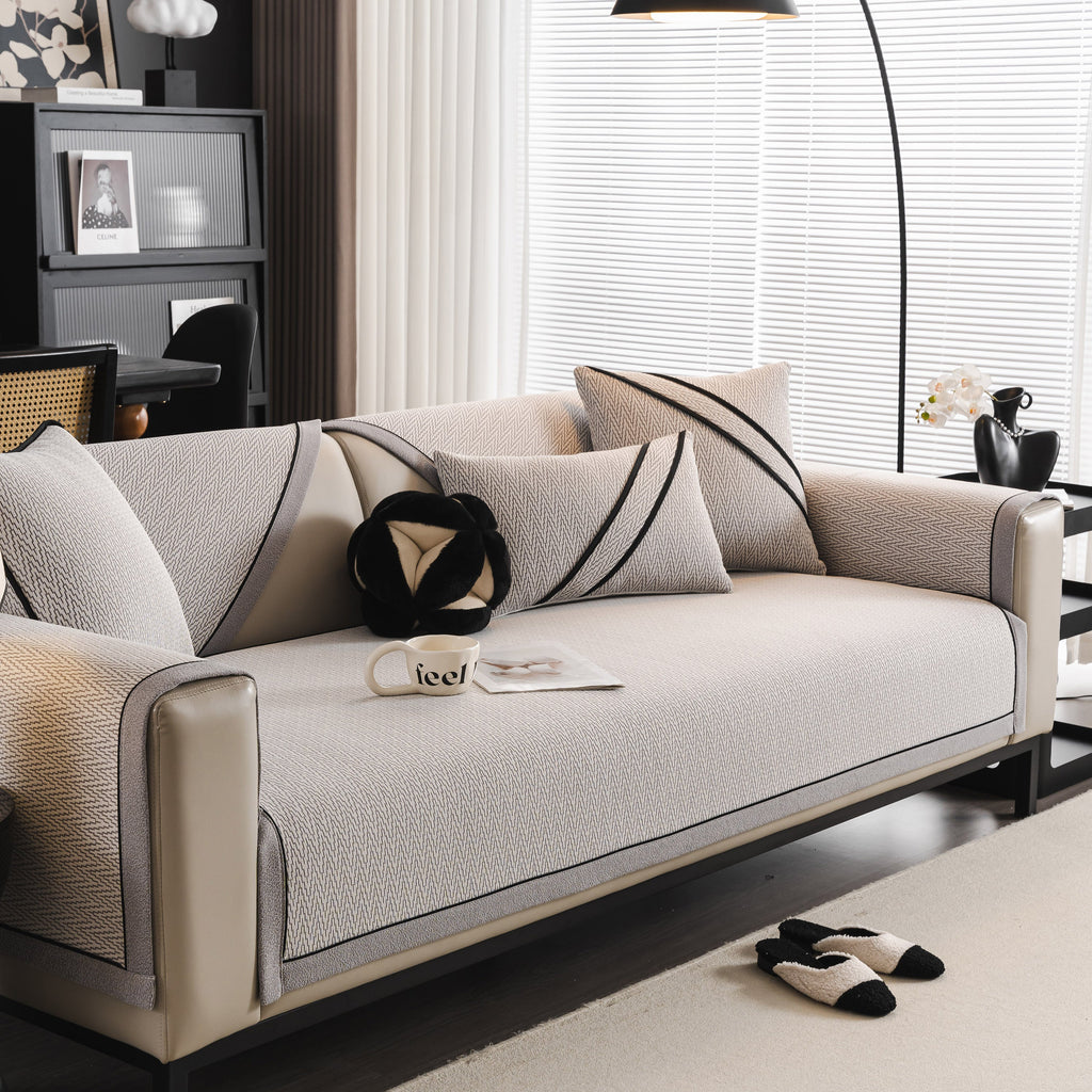 Herringbone Couch Protector for Pets, Non-Slip Washable Sectional Couch Covers