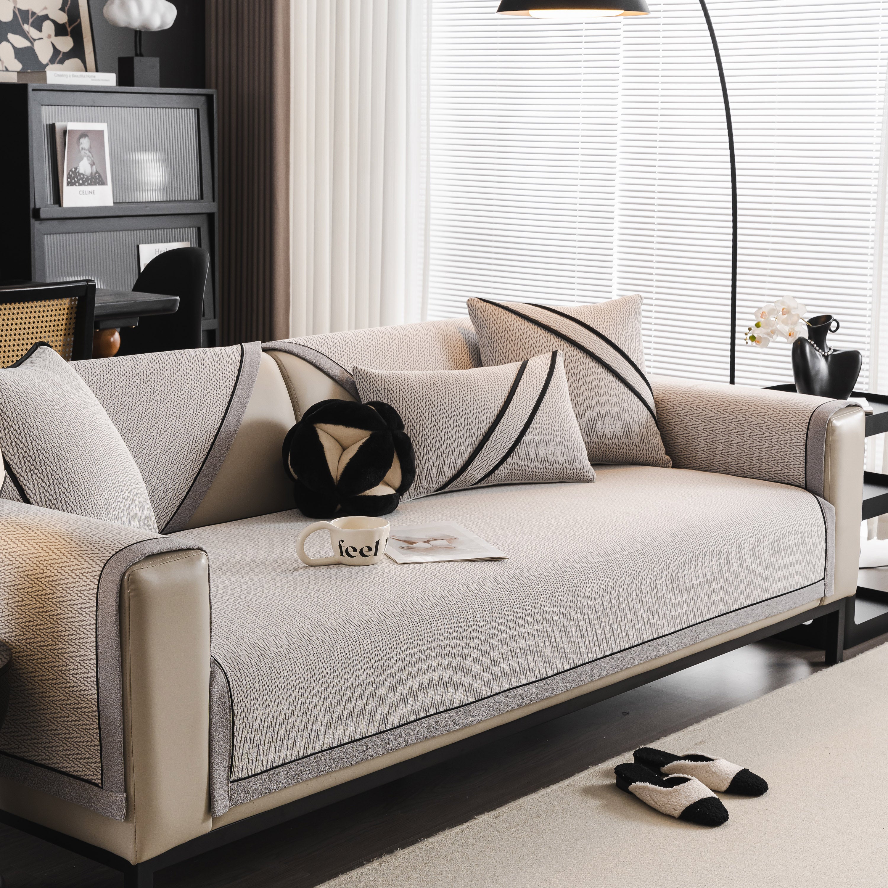 Herringbone Couch Protector for Pets, Non-Slip Washable Sectional Couch Covers