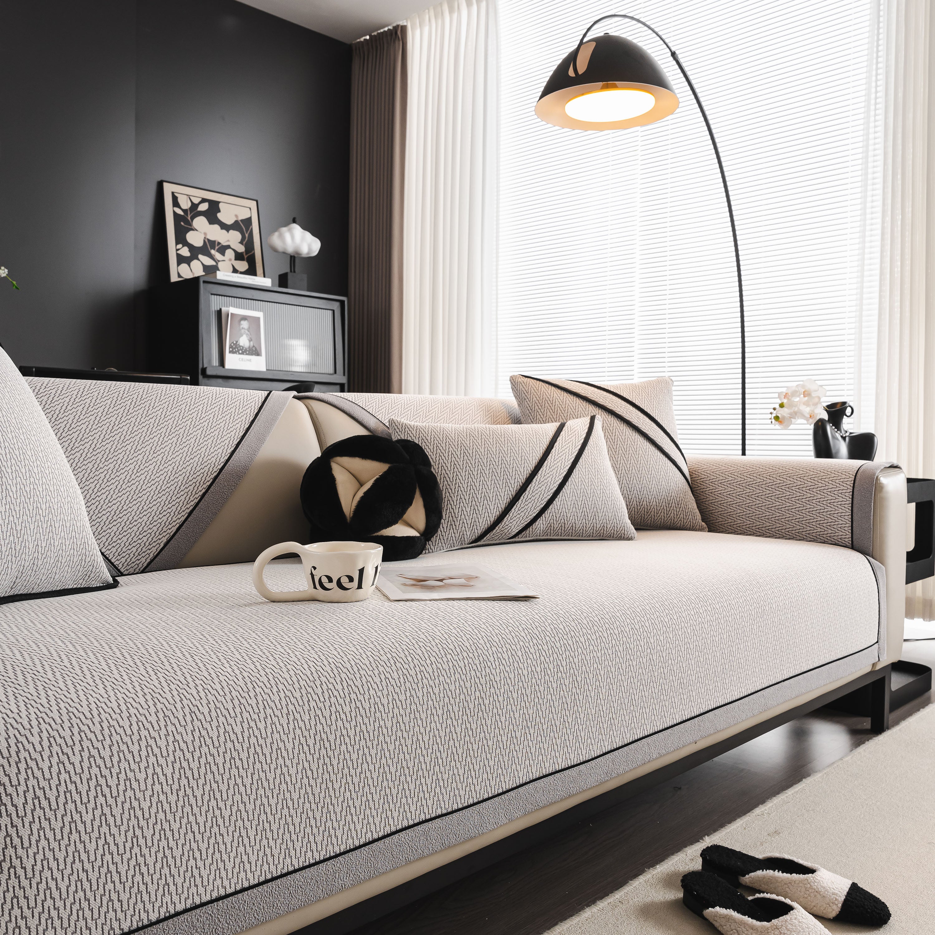 Herringbone Couch Protector for Pets, Non-Slip Washable Sectional Couch Covers