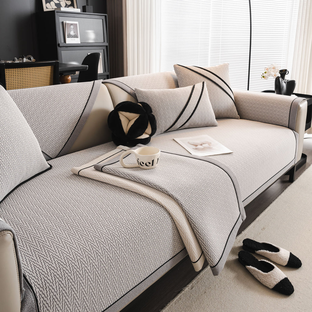 Herringbone Couch Protector for Pets, Non-Slip Washable Sectional Couch Covers