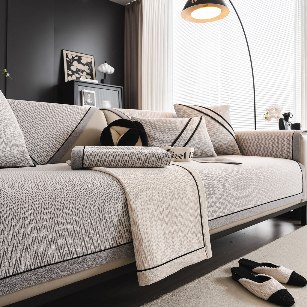 Herringbone Couch Protector for Pets, Non-Slip Washable Sectional Couch Covers